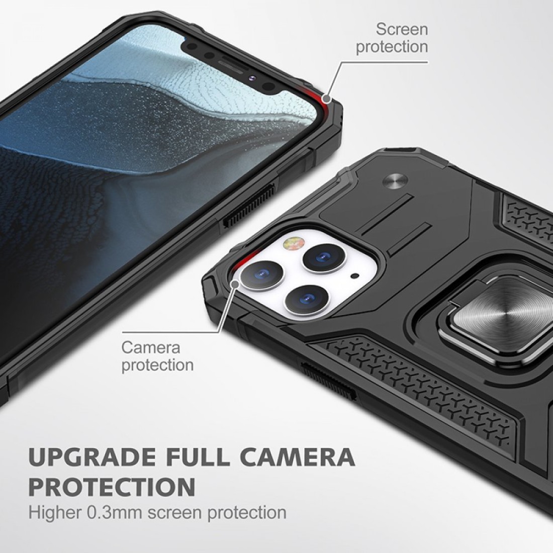  iPhone 13 Pro Max Kılıf Zegna Yüzüklü Silikon Kapak - Siyah