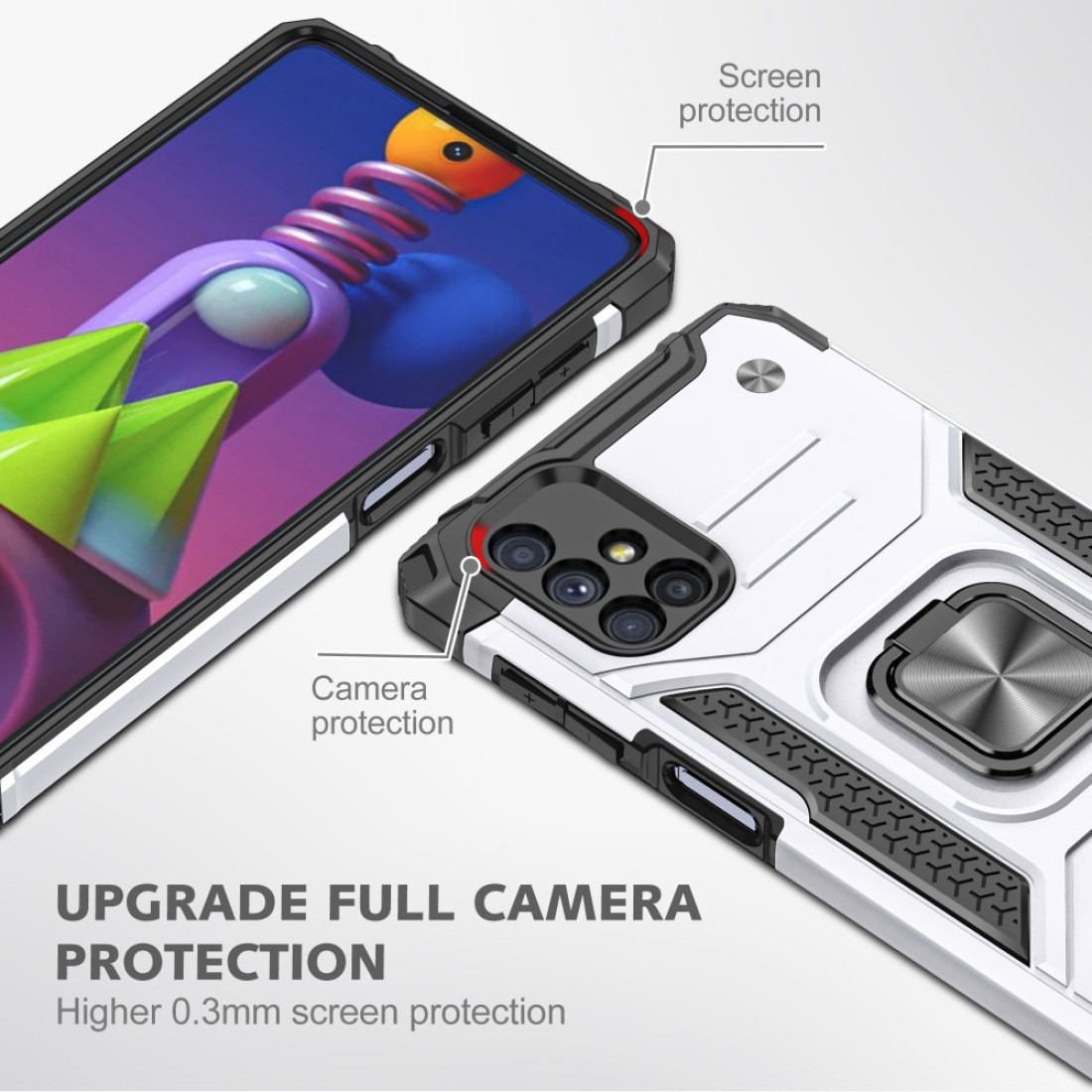  Samsung Galaxy M51 Kılıf Zegna Yüzüklü Silikon Kapak - Gümüş