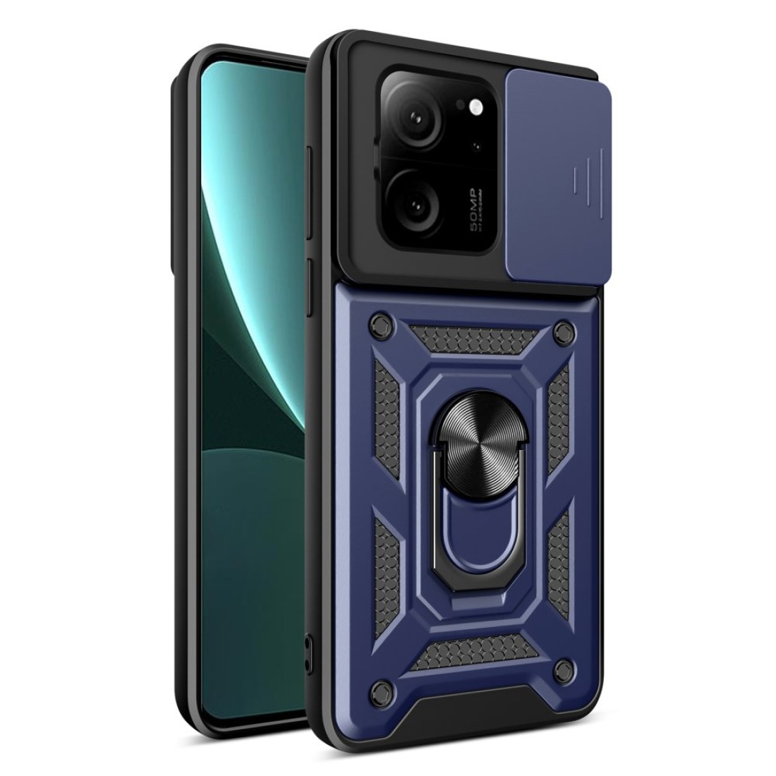  Xiaomi Mi 13T Kılıf Pars Lens Yüzüklü Silikon - Lacivert