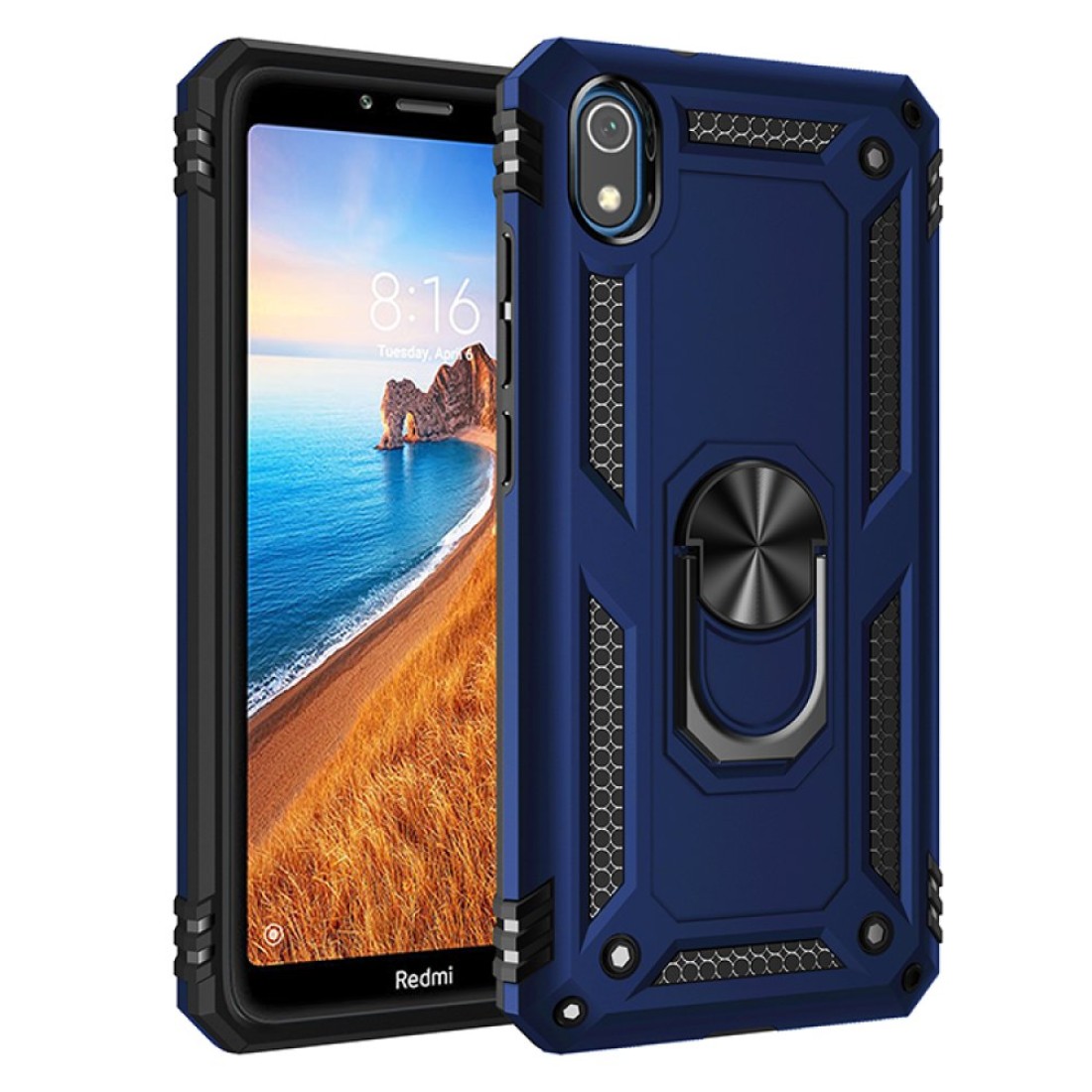  Xiaomi Redmi 7A Kılıf Sofya Yüzüklü Silikon Kapak - Lacivert