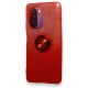  Xiaomi Redmi K40 Kılıf Simli Yüzüklü Silikon - Kırmızı