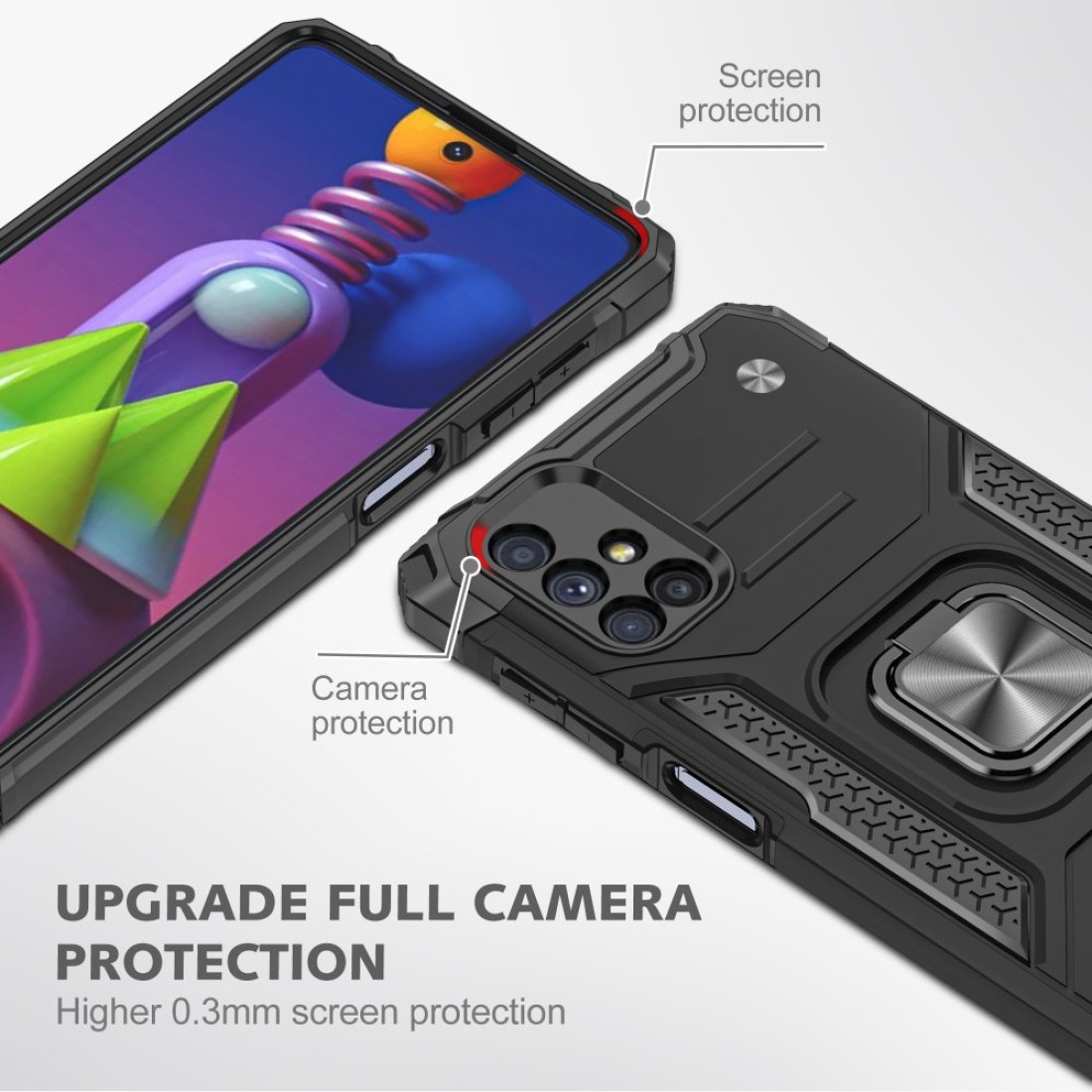  Samsung Galaxy M51 Kılıf Zegna Yüzüklü Silikon Kapak - Siyah