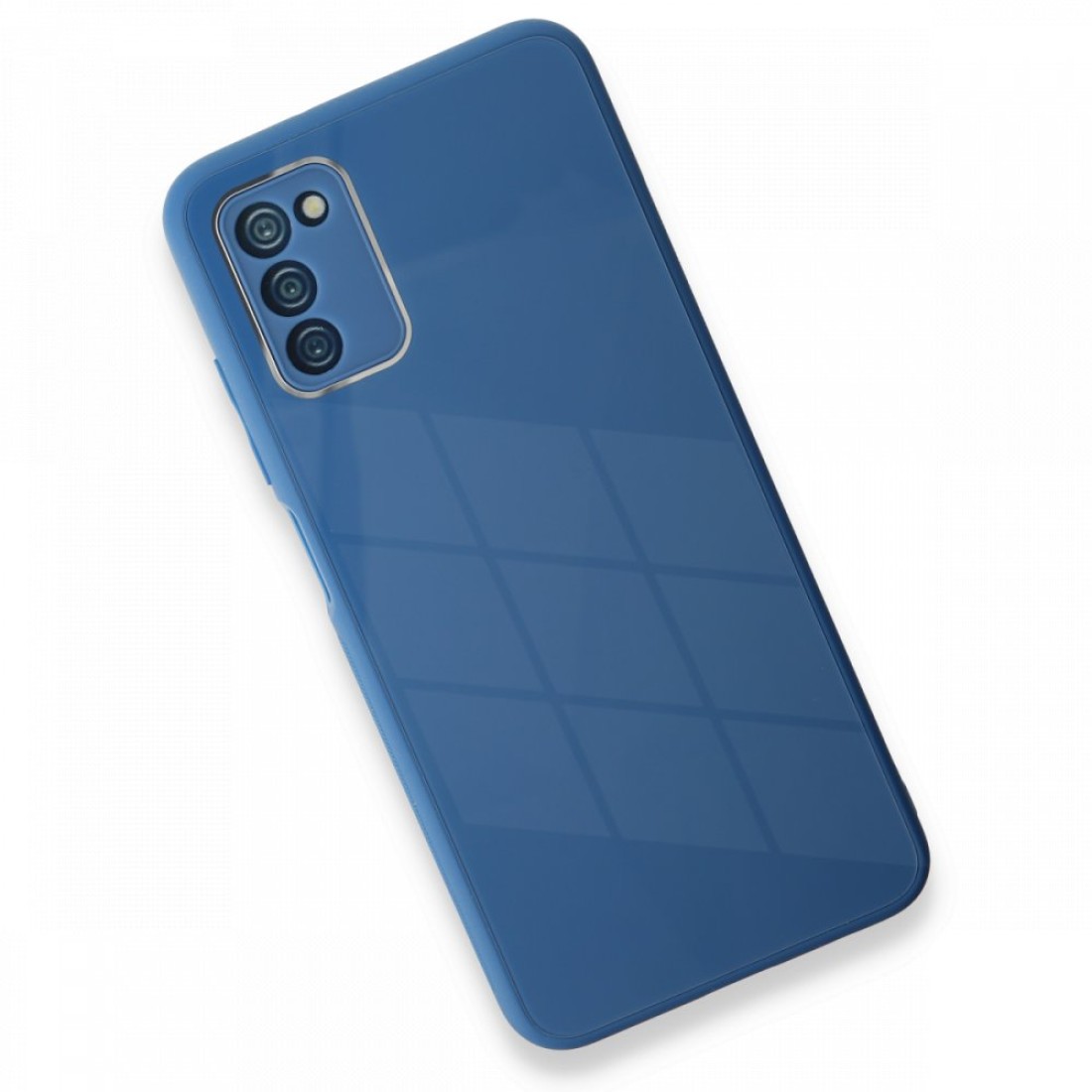  Samsung Galaxy A03S Kılıf Glass Kapak - Mavi