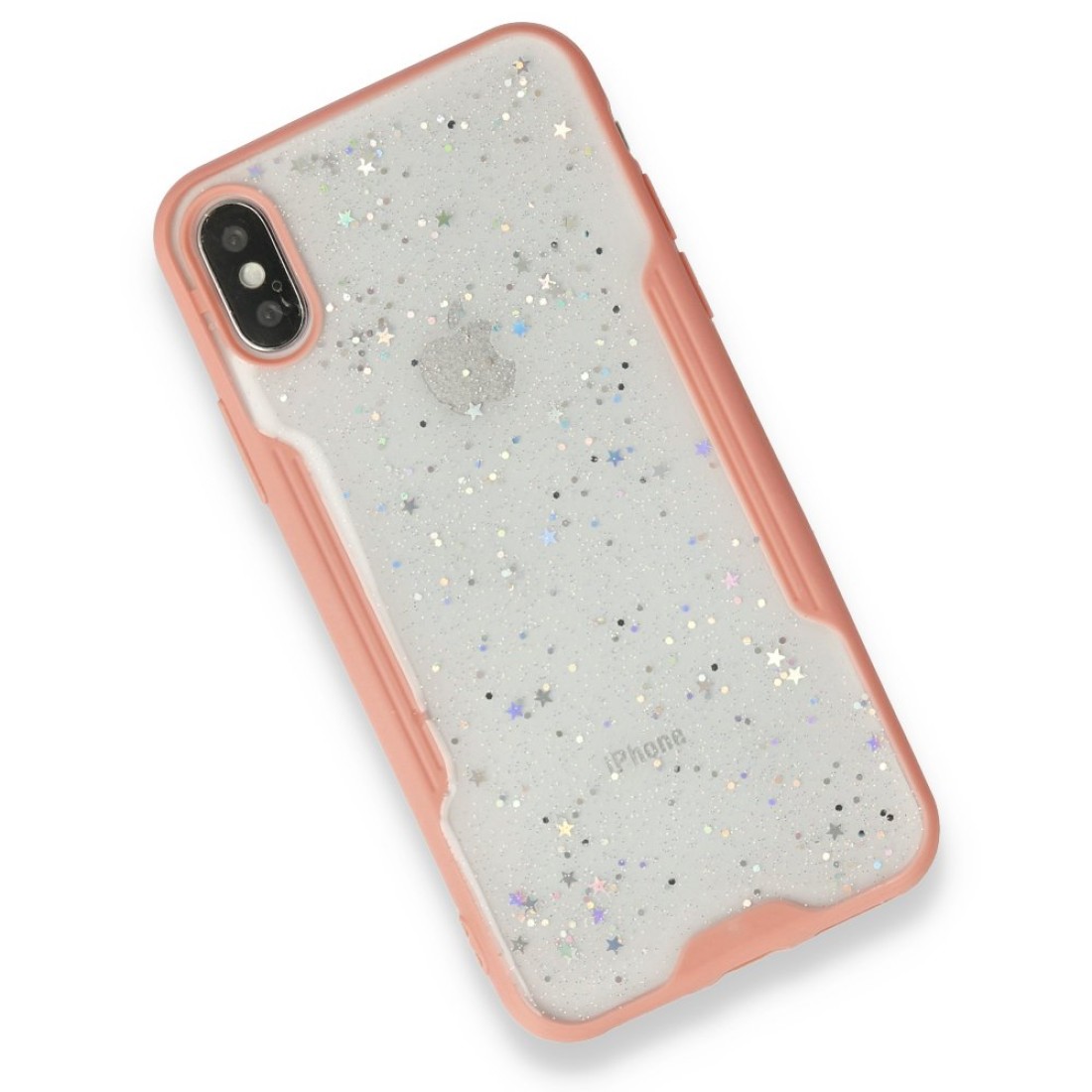  iPhone XS Kılıf Platin Simli Silikon - Pembe