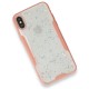  iPhone XS Kılıf Platin Simli Silikon - Pembe