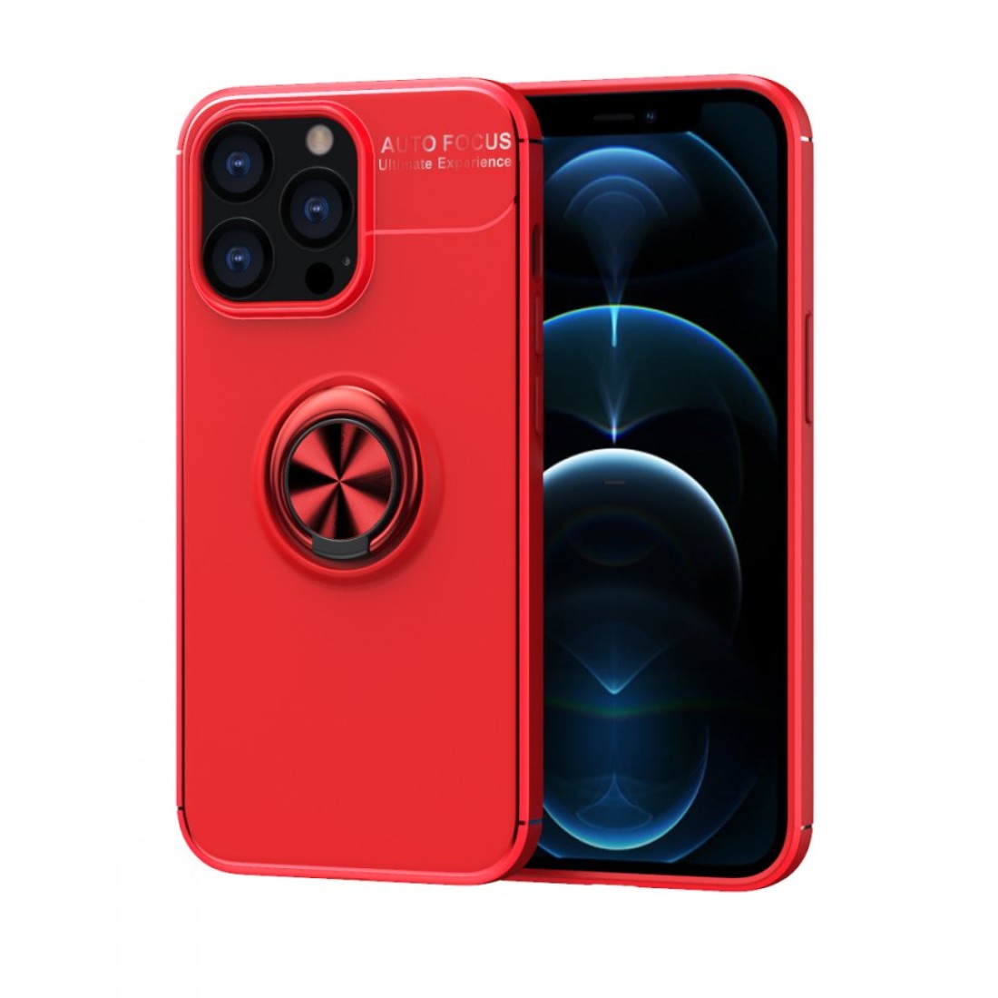  iPhone 13 Pro Max Kılıf Range Yüzüklü Silikon - Kırmızı
