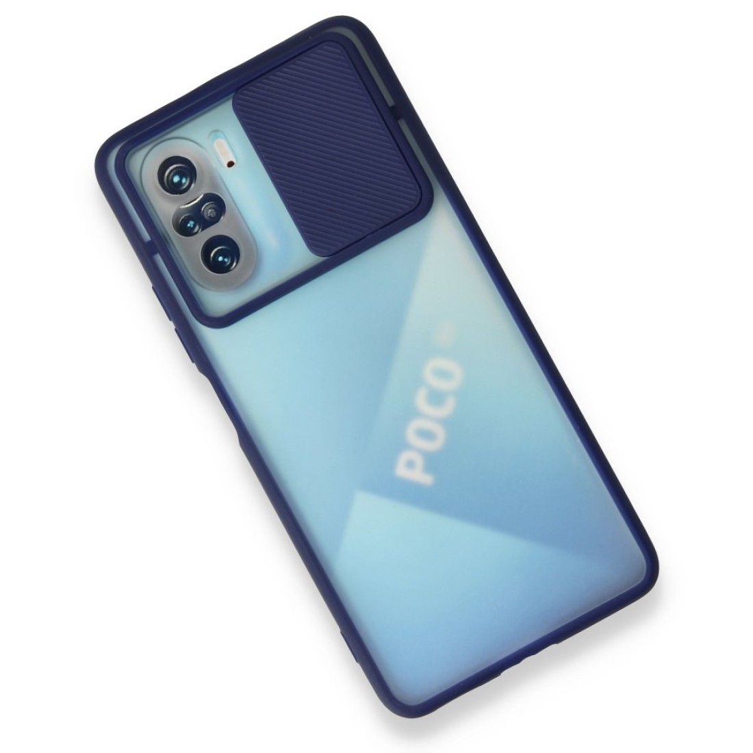 Xiaomi Redmi K40 Kılıf Palm Buzlu Kamera Sürgülü Silikon - Lacivert Xiaomi Redmi K40 Kılıf Palm Buzlu Kamera Sürgülü Silikon - Lacivert