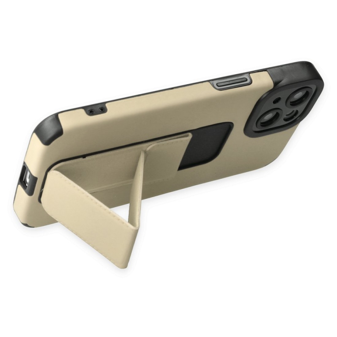  iPhone 14 Plus Kılıf Mega Standlı Silikon - Gold