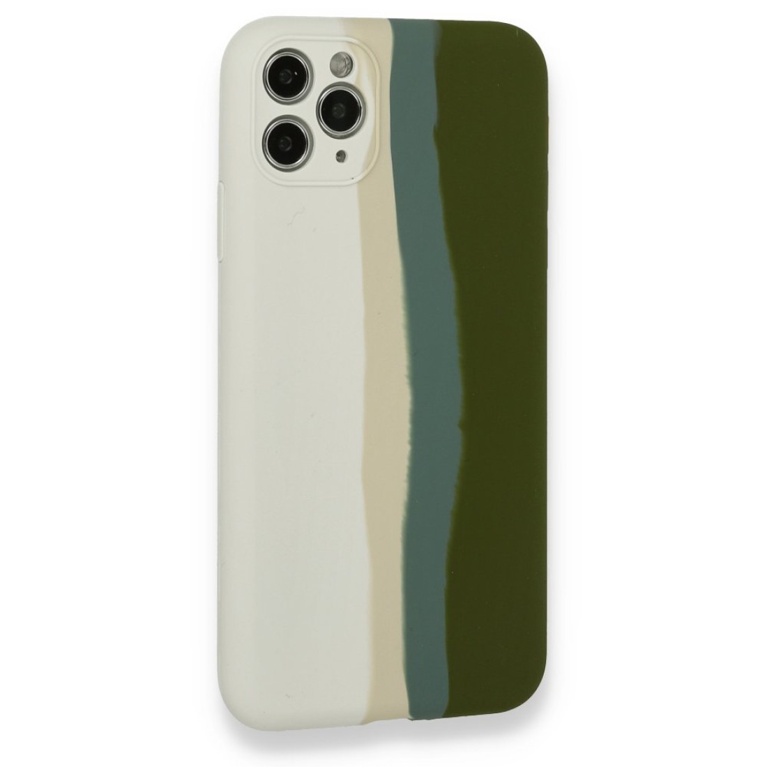  iPhone 11 Pro Kılıf Ebruli Lansman Silikon - Beyaz-Yeşil