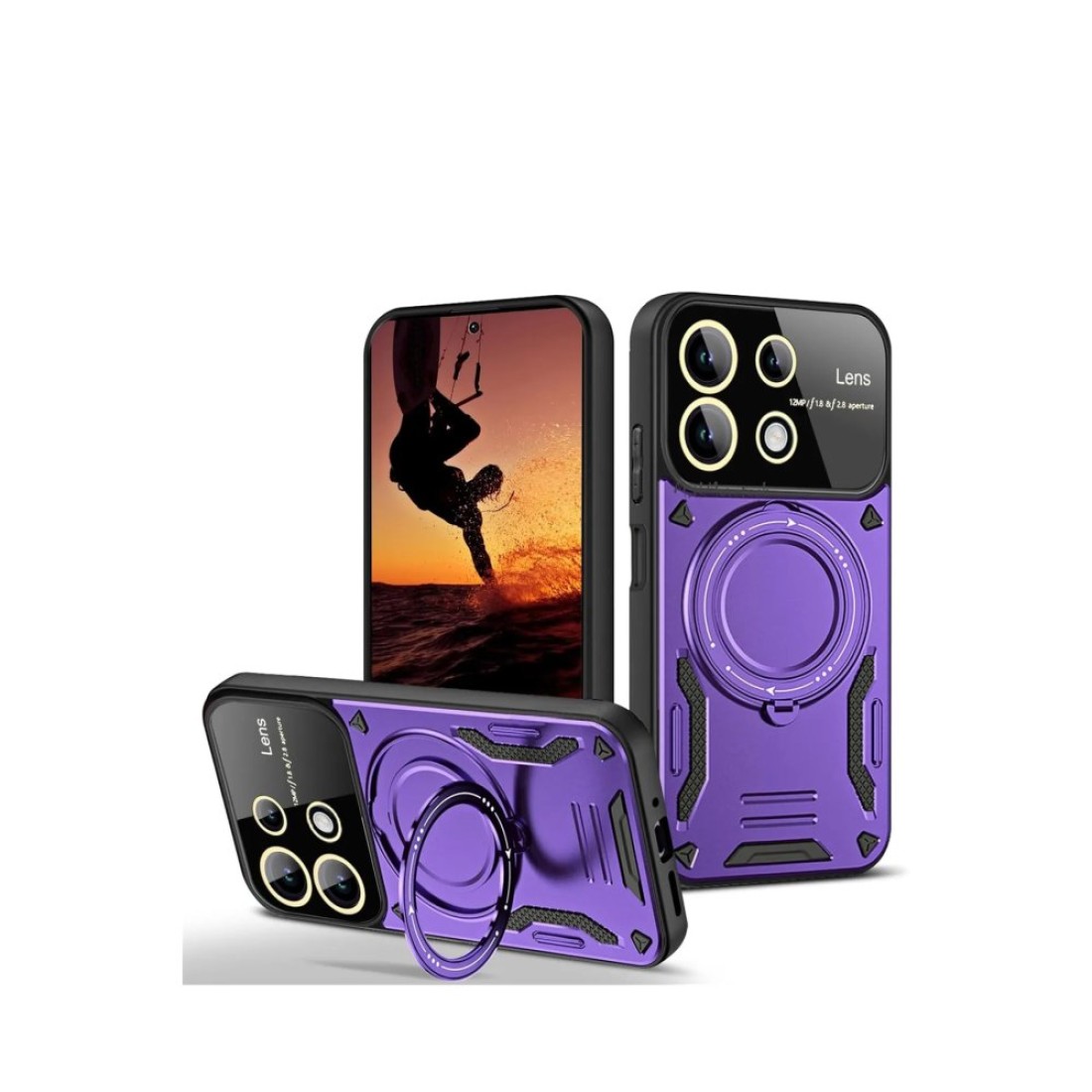  Xiaomi Redmi 13 4G Kılıf Joy Lens Standlı Kapak - Mor