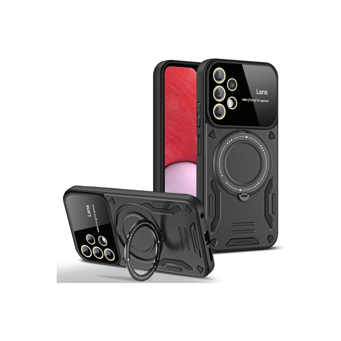 Samsung Galaxy A32 Kılıf Joy Lens Standlı Kapak - Siyah