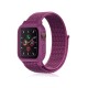  Apple Watch 38mm Hasırlı Cırtcırtlı Kasalı Kordon - Fuşya