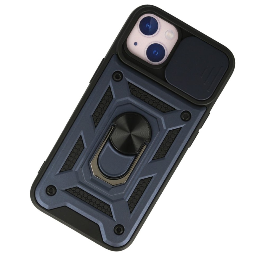  iPhone 15 Kılıf Pars Lens Yüzüklü Silikon - Lacivert