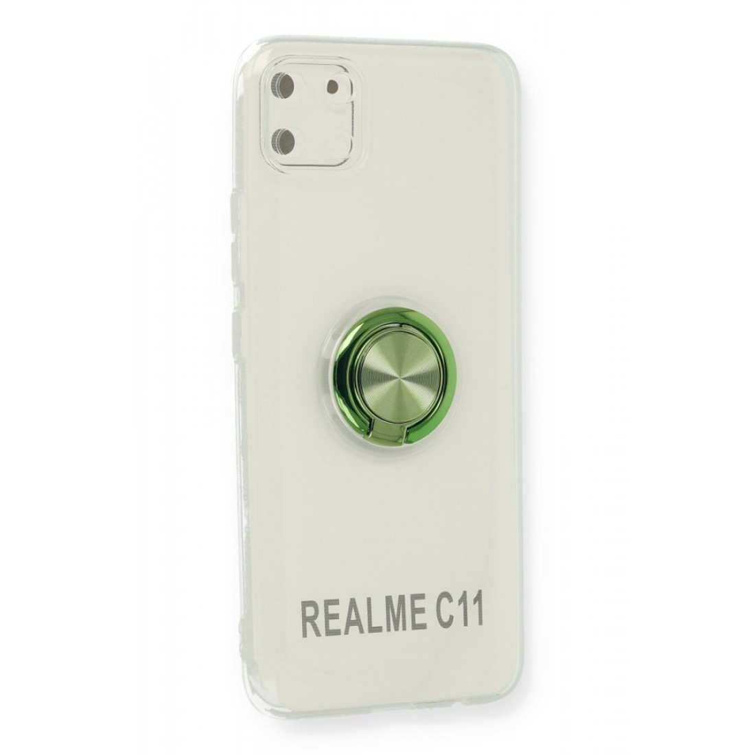  Realme C11 Kılıf Gros Yüzüklü Silikon - Yeşil