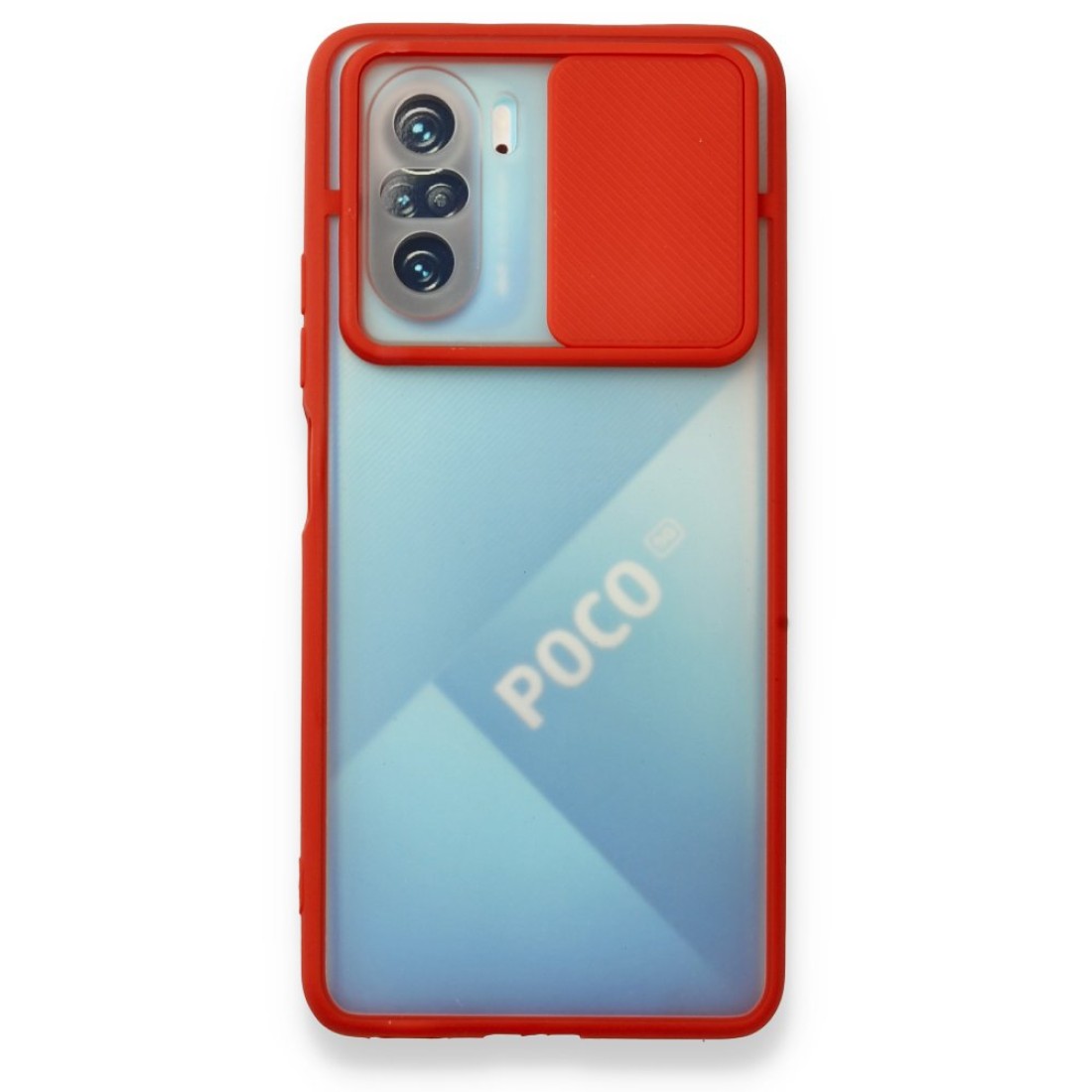  Xiaomi Redmi K40 Kılıf Palm Buzlu Kamera Sürgülü Silikon - Kırmızı