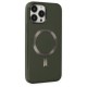  iPhone 13 Pro Max Kılıf Coco Deri Magneticsafe Silikon - Haki Yeşil