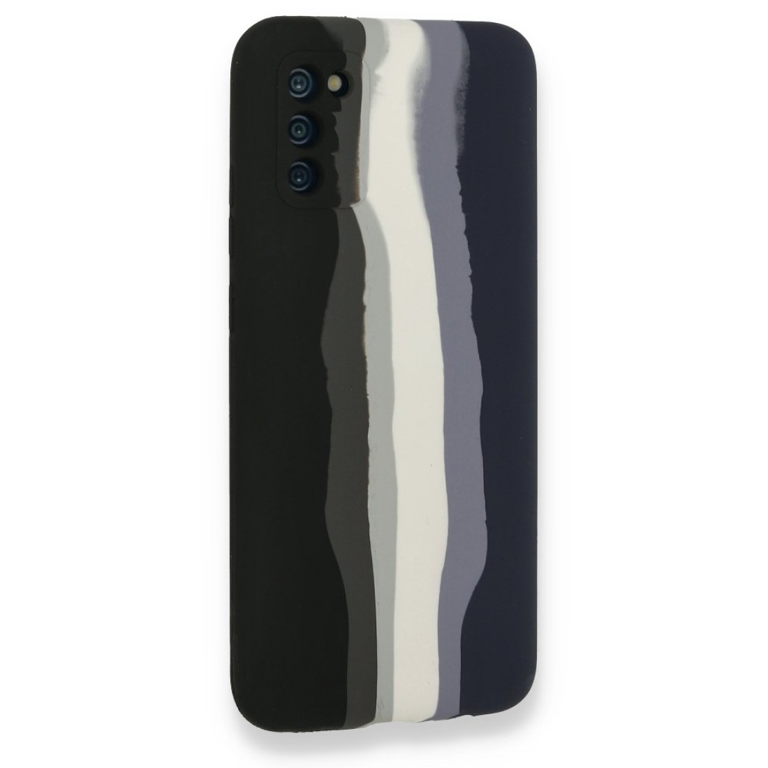  Samsung Galaxy A03S Kılıf Ebruli Lansman Silikon - Siyah-Lacivert