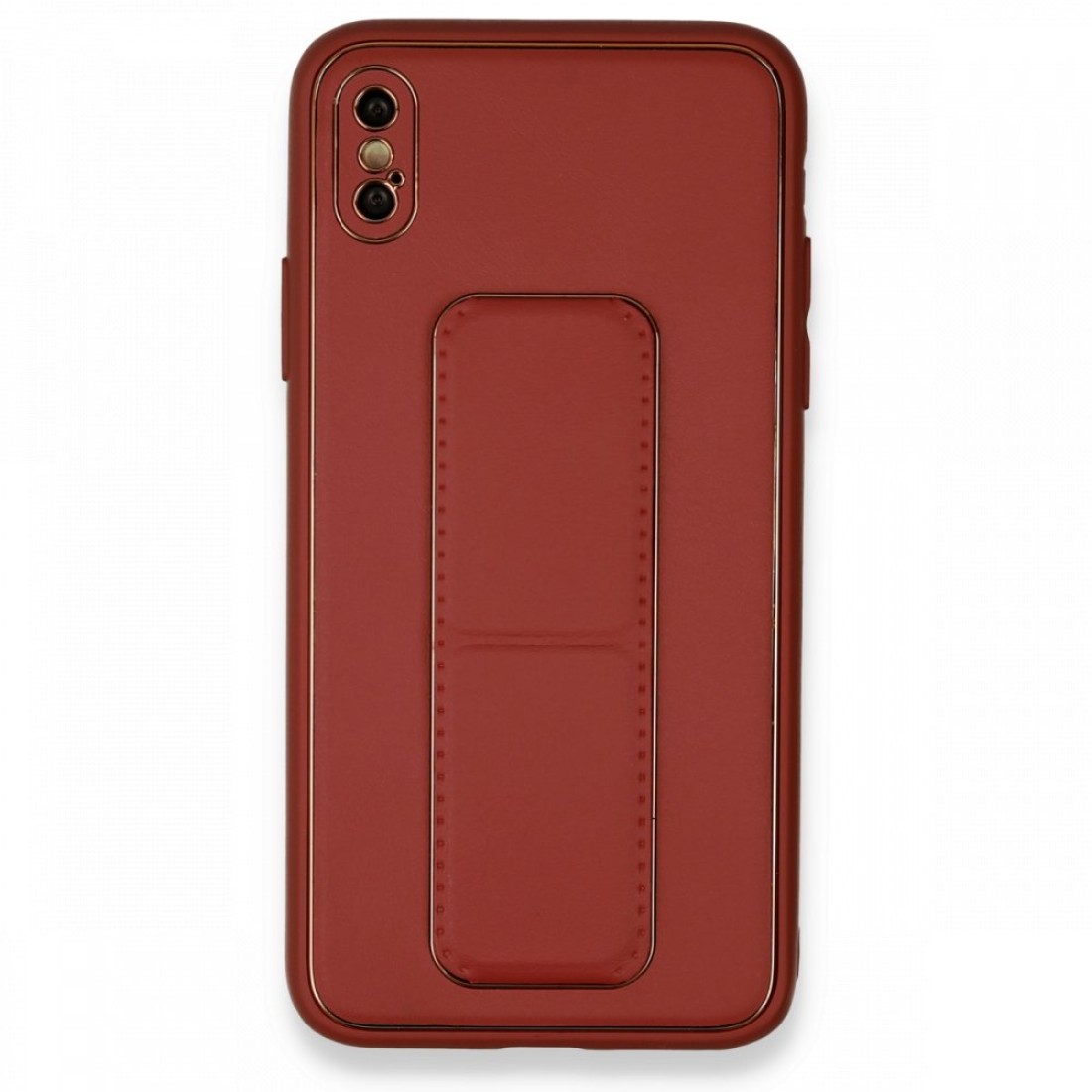  iPhone XS Kılıf Coco Deri Standlı Kapak - Fuşya