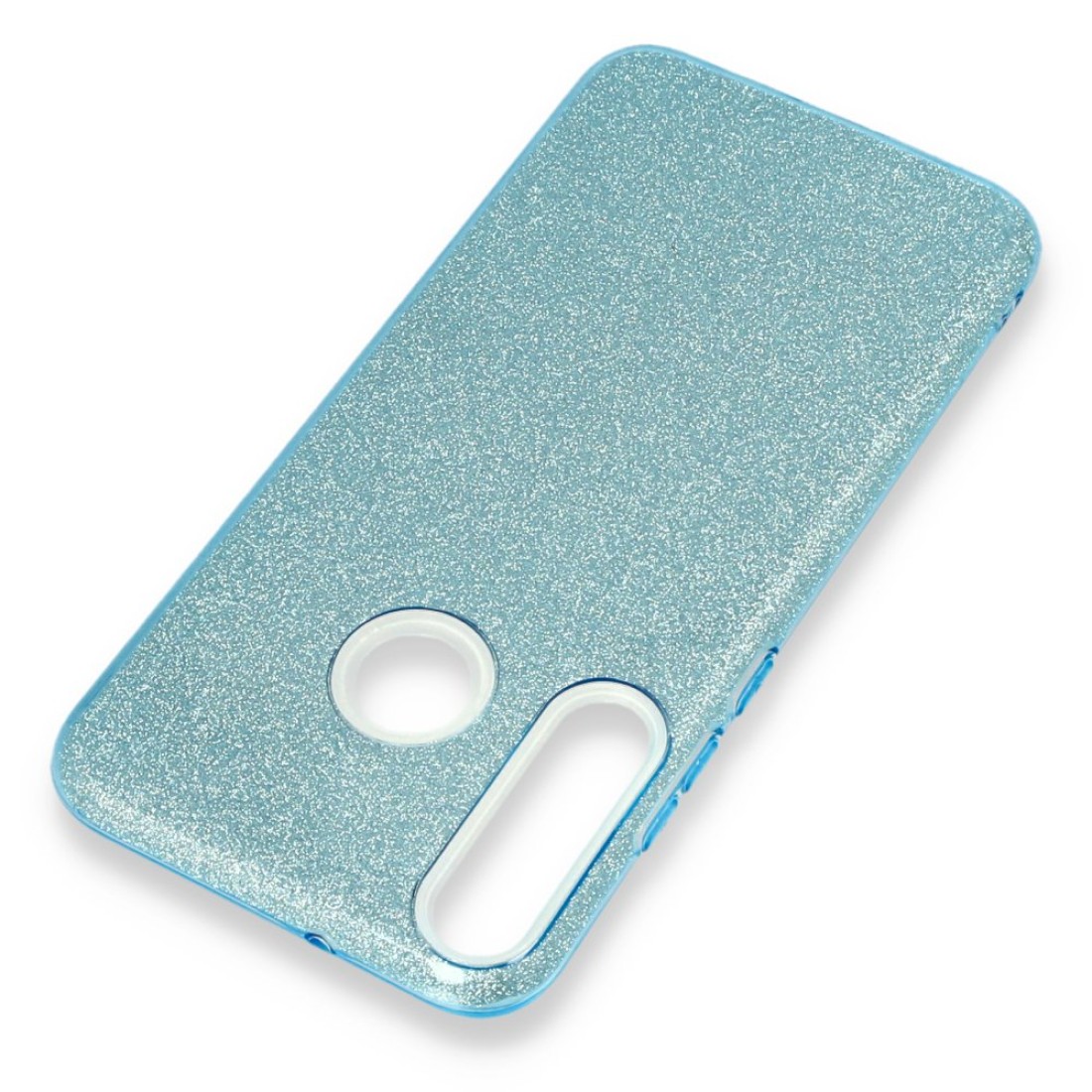  Huawei P40 Lite E Kılıf Simli Katmanlı Silikon - Turkuaz