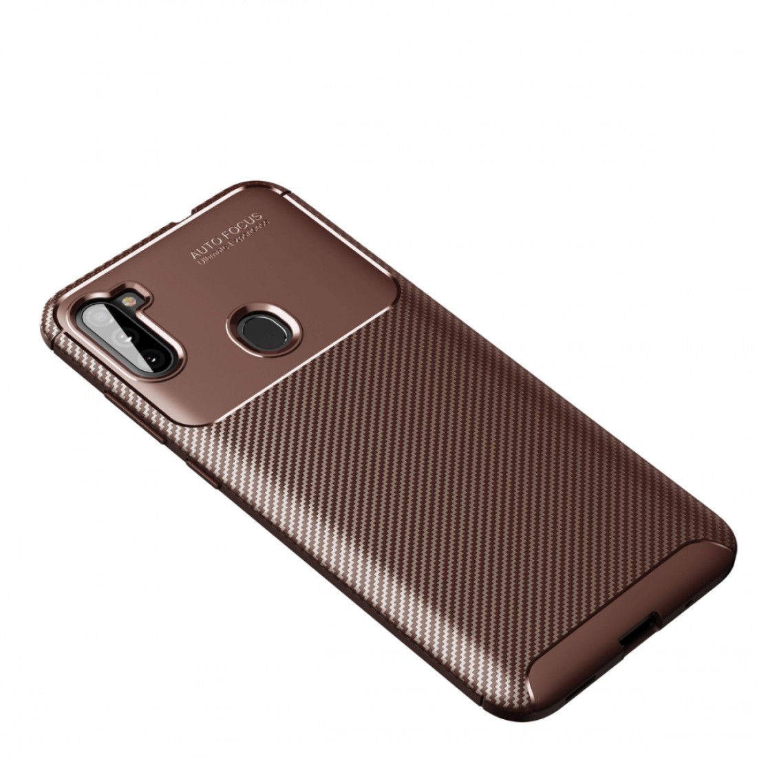  Samsung Galaxy M11 Kılıf Auto Focus Karbon Kapak - Kahverengi