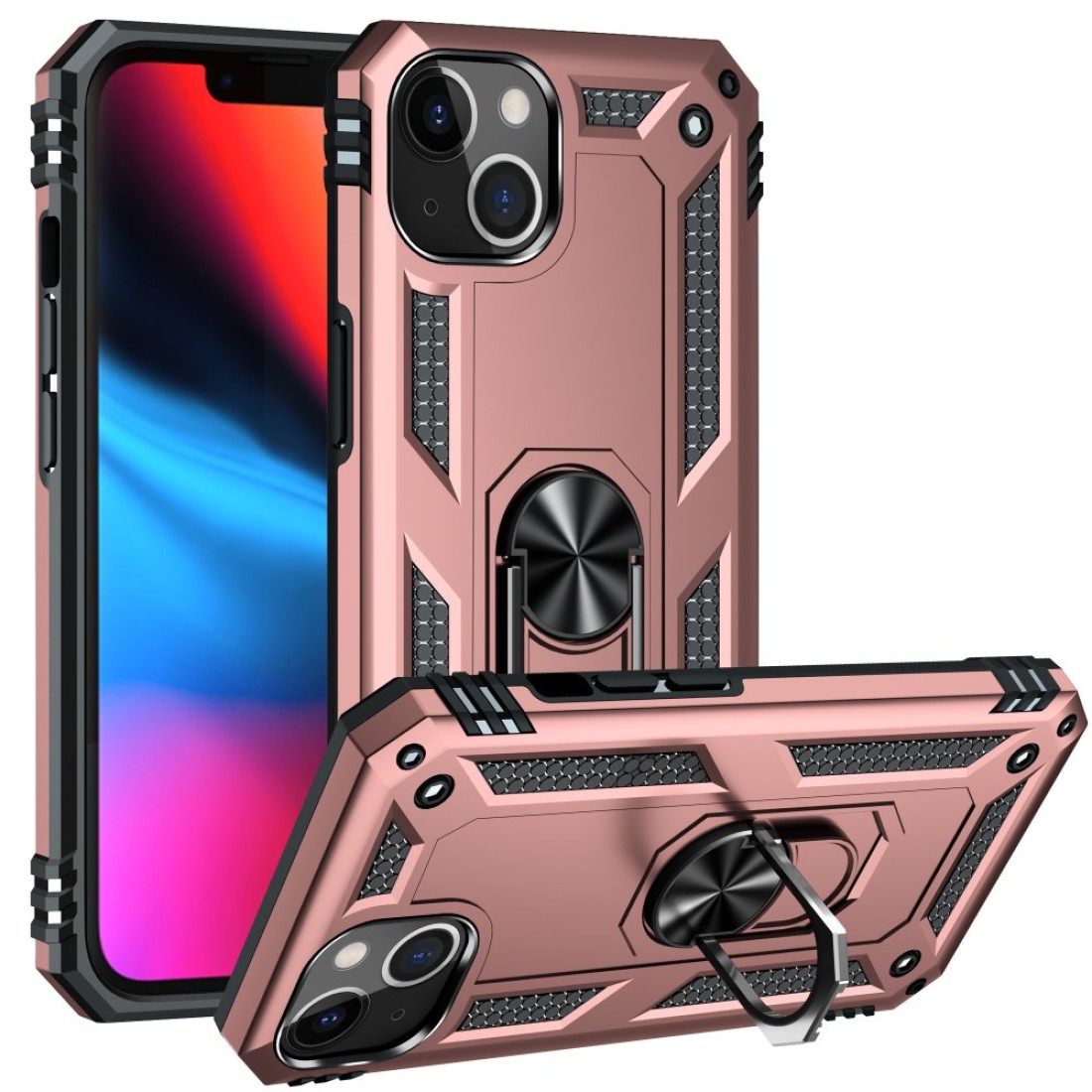  iPhone 13 Kılıf Sofya Yüzüklü Silikon Kapak - Rose