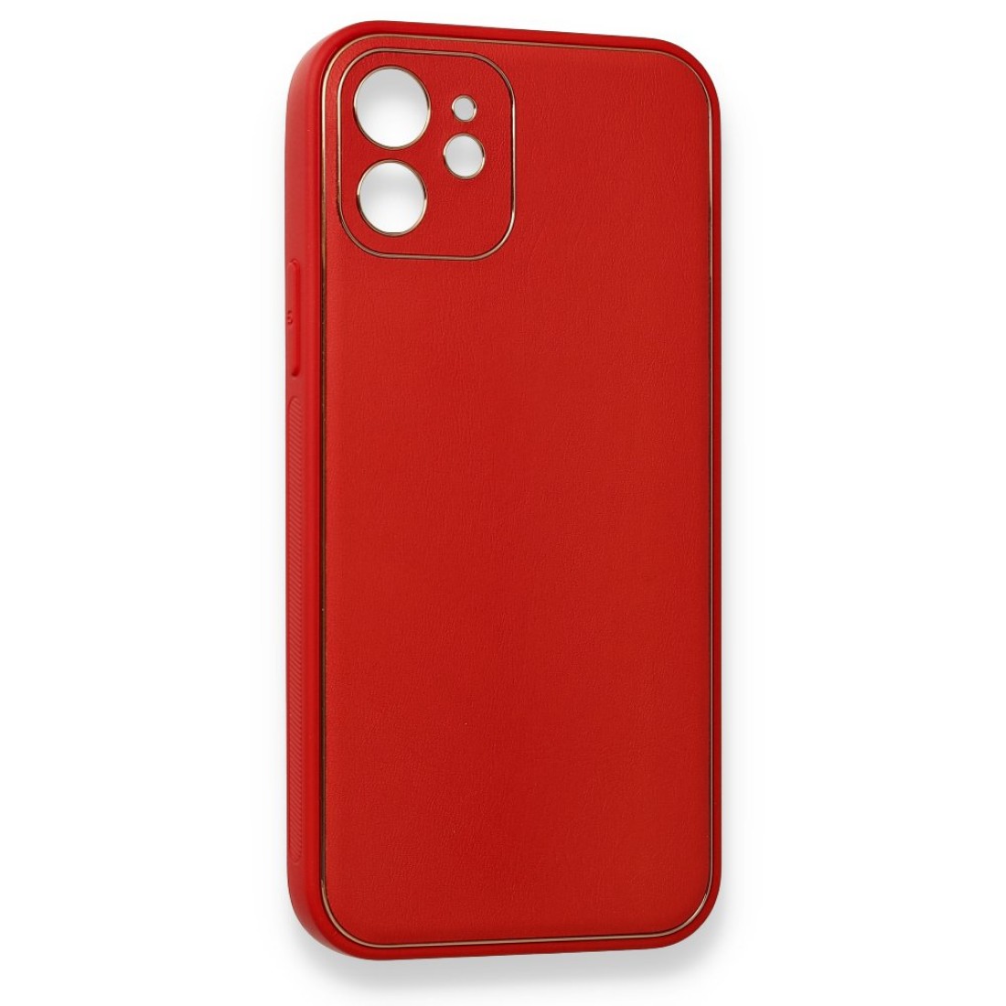 iPhone 12 Kılıf Coco Deri Silikon Kapak - Kırmızı iPhone 12 Kılıf Coco Deri Silikon Kapak - Kırmızı