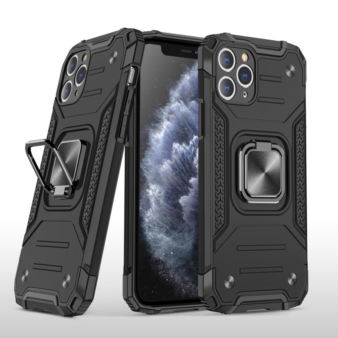  iPhone 11 Pro Kılıf Zegna Yüzüklü Silikon Kapak - Siyah