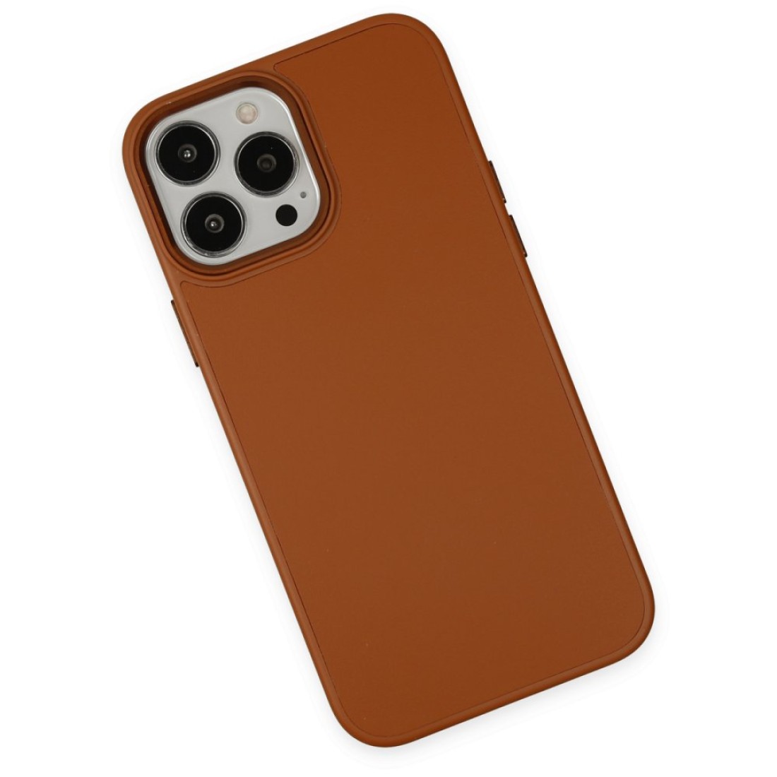  iPhone 13 Pro Max Kılıf Asya Deri Silikon - Kahverengi