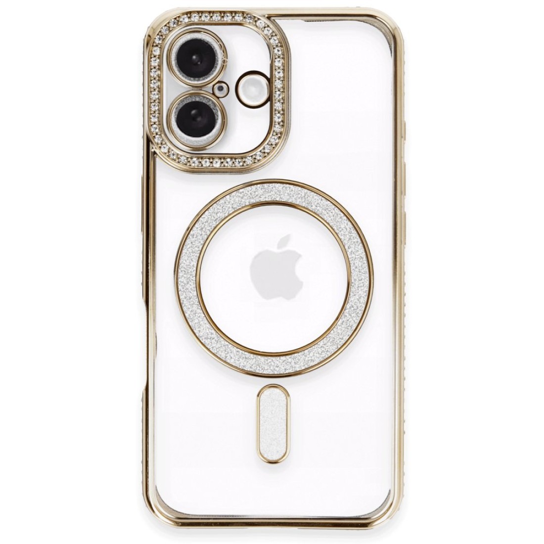  iPhone 16 Plus Kılıf Joke Simli Magneticsafe Kılıf - Gold