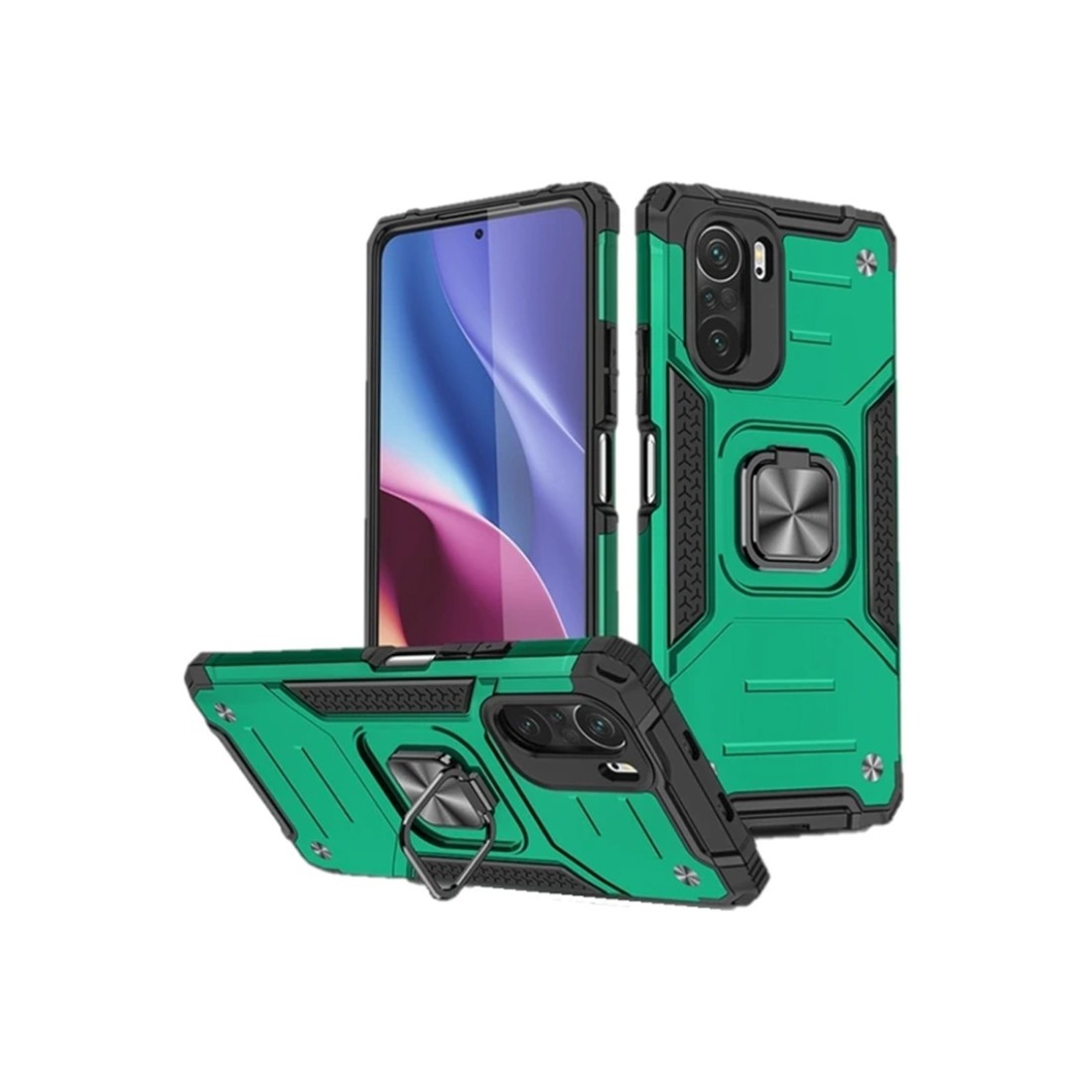 Xiaomi Redmi K40 Kılıf Zegna Yüzüklü Silikon Kapak - Koyu Yeşil Xiaomi Redmi K40 Kılıf Zegna Yüzüklü Silikon Kapak - Koyu Yeşil