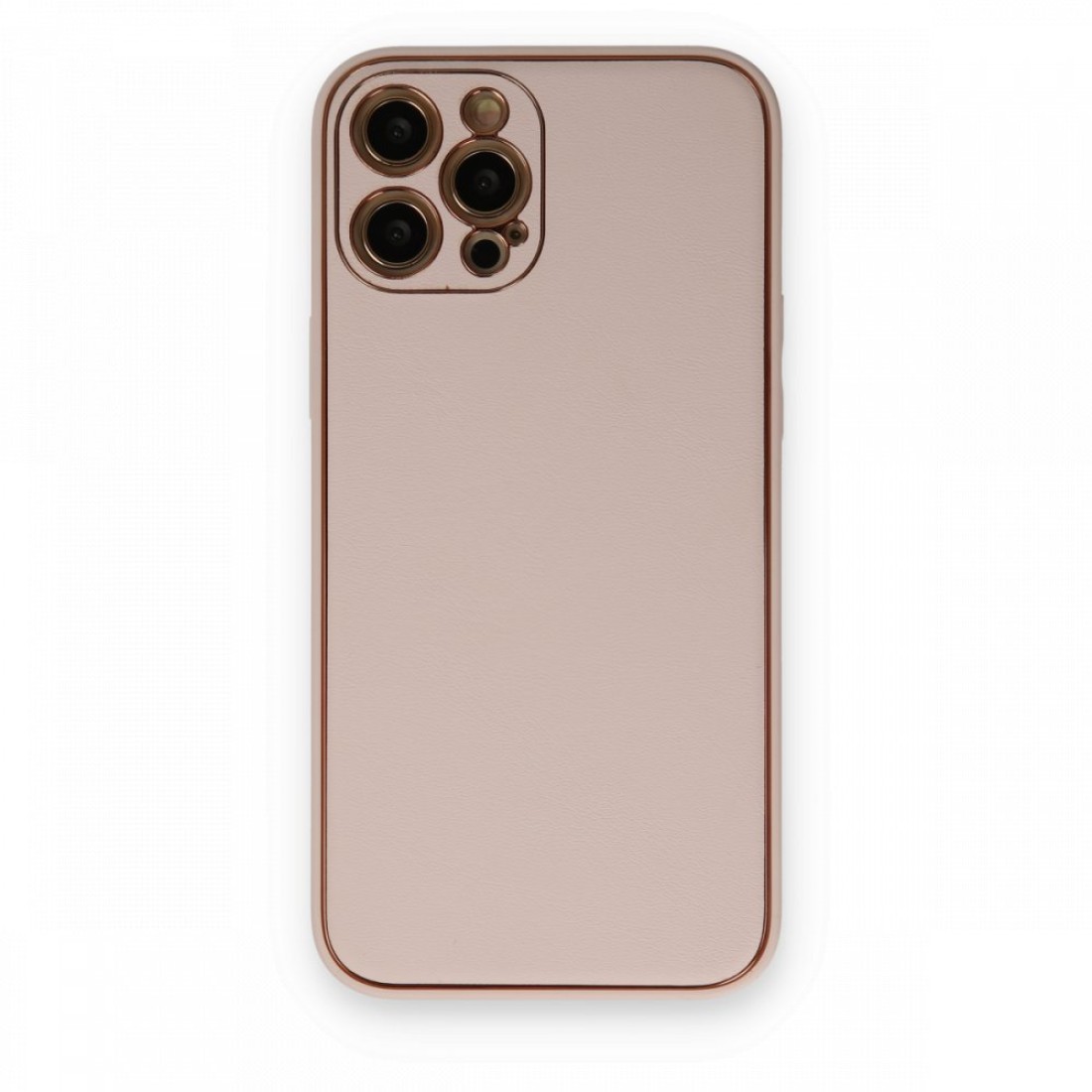  iPhone 12 Pro Kılıf Coco Deri Silikon Kapak - Pudra
