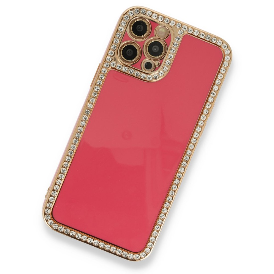  iPhone 12 Pro Kılıf Solo Taşlı Silikon - Pembe