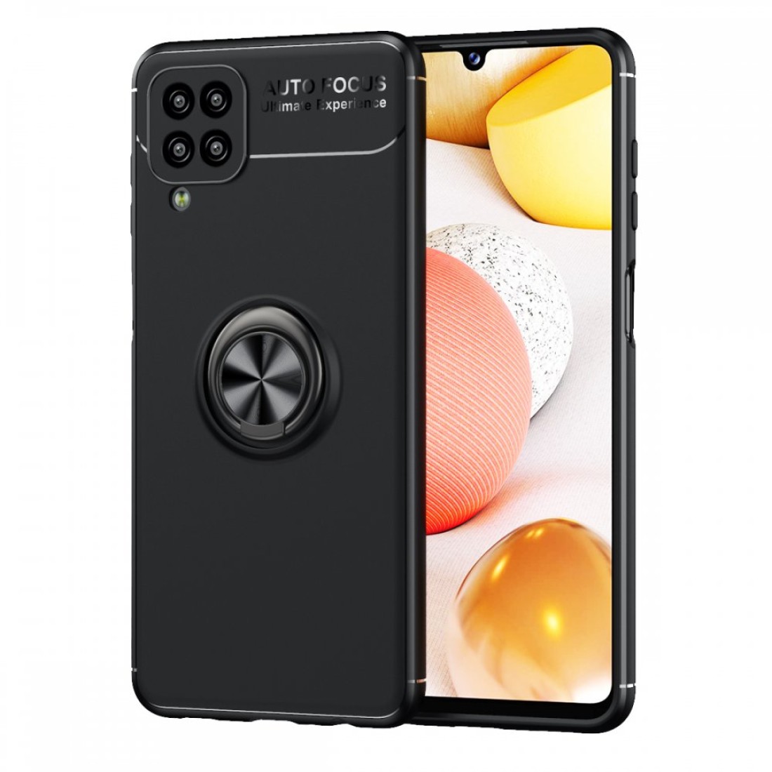  Samsung Galaxy A12 Kılıf Range Yüzüklü Silikon - Siyah