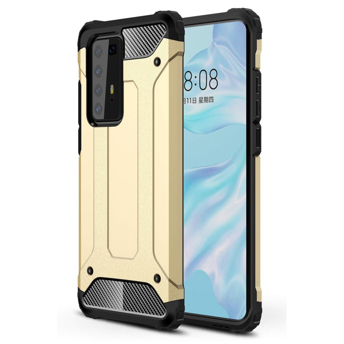  Huawei P40 Pro Kılıf Tank Silikon Kapak - Gold