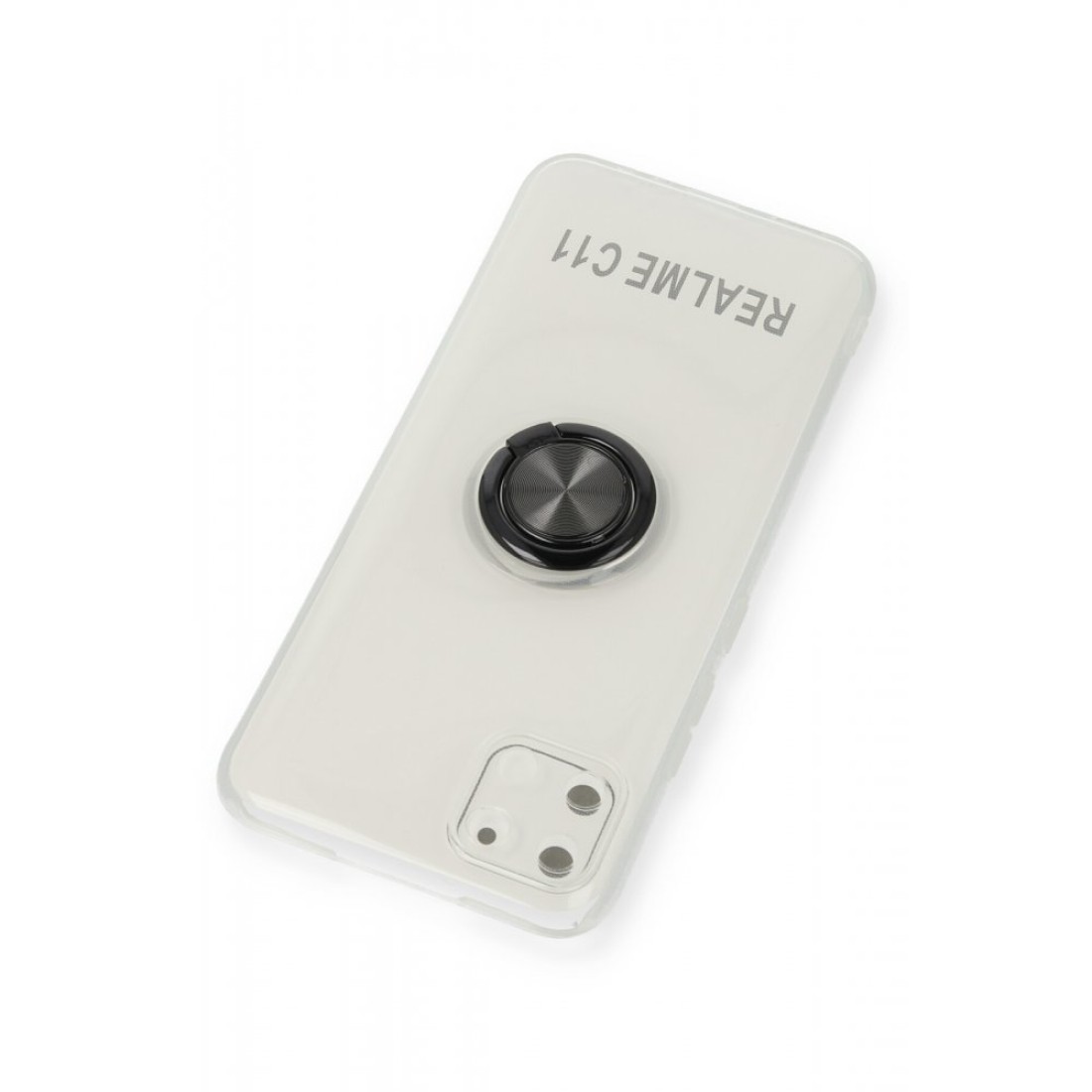  Realme C11 Kılıf Gros Yüzüklü Silikon - Siyah
