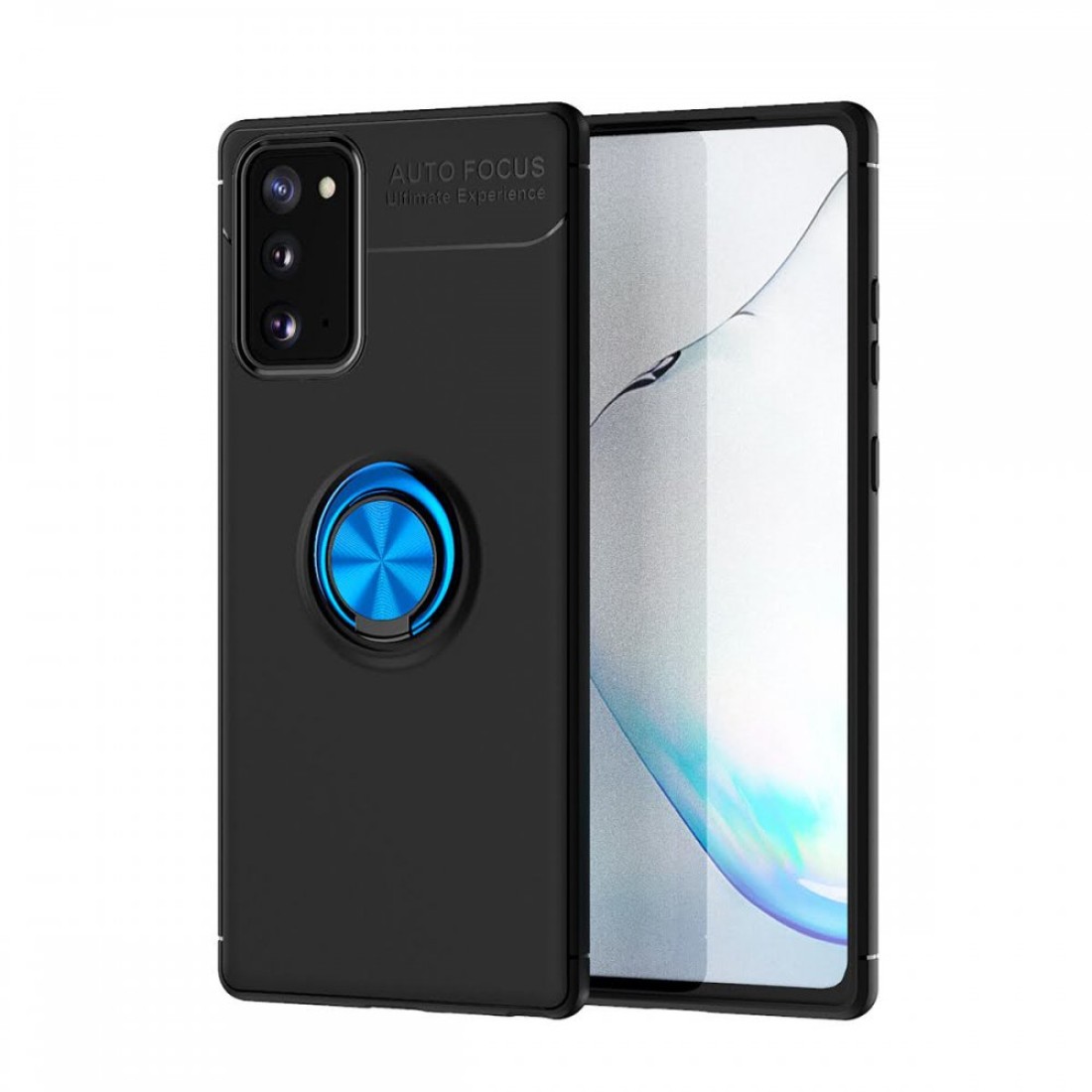  Samsung Galaxy Note 20 Kılıf Range Yüzüklü Silikon - Siyah-Mavi