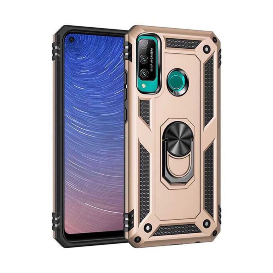 Huawei P40 Lite E Kılıf Sofya Yüzüklü Silikon Kapak - Gold