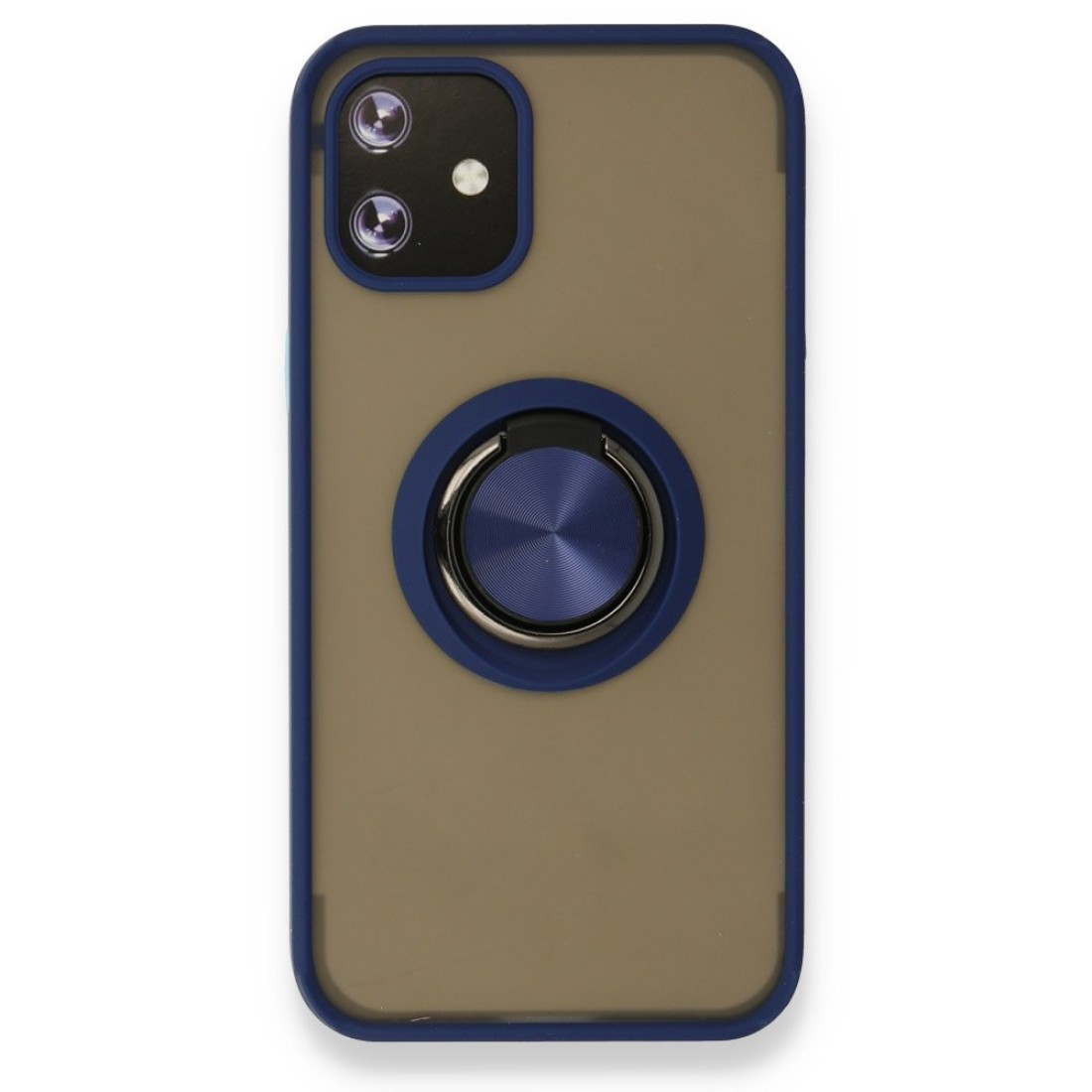  iPhone 12 Mini Kılıf Montreal Yüzüklü Silikon Kapak - Lacivert