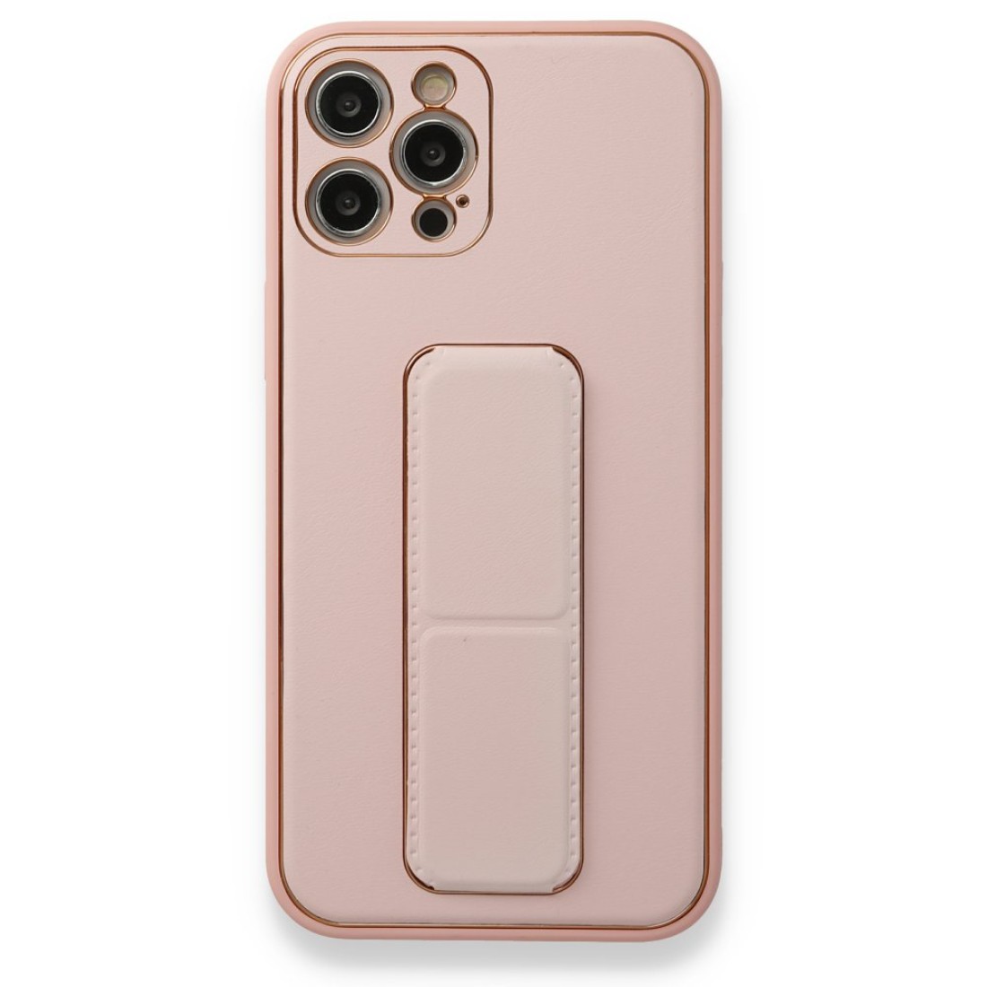  iPhone 12 Pro Kılıf Coco Deri Standlı Kapak - Pembe