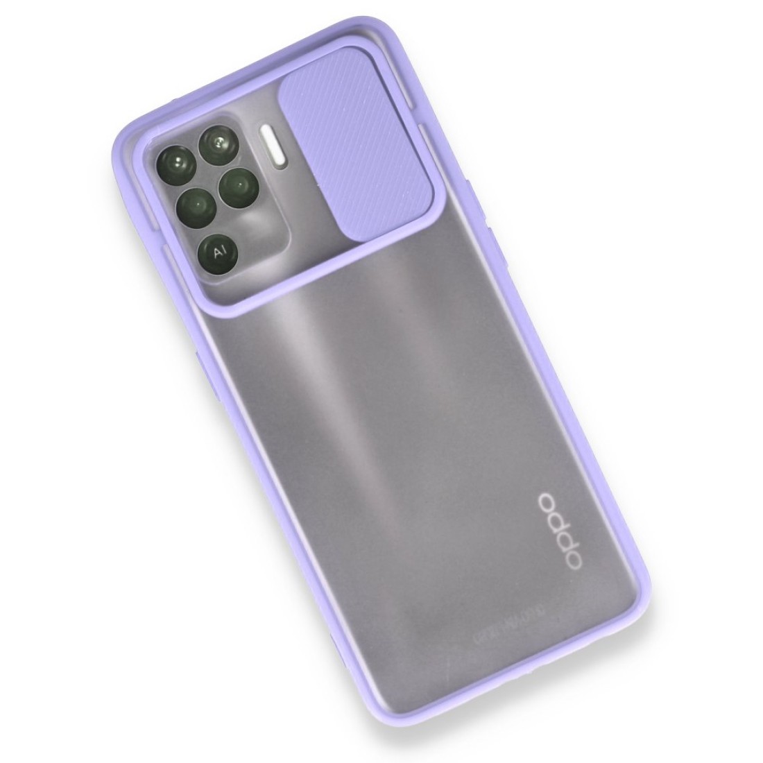  Oppo Reno 5 Lite Kılıf Palm Buzlu Kamera Sürgülü Silikon - Lila