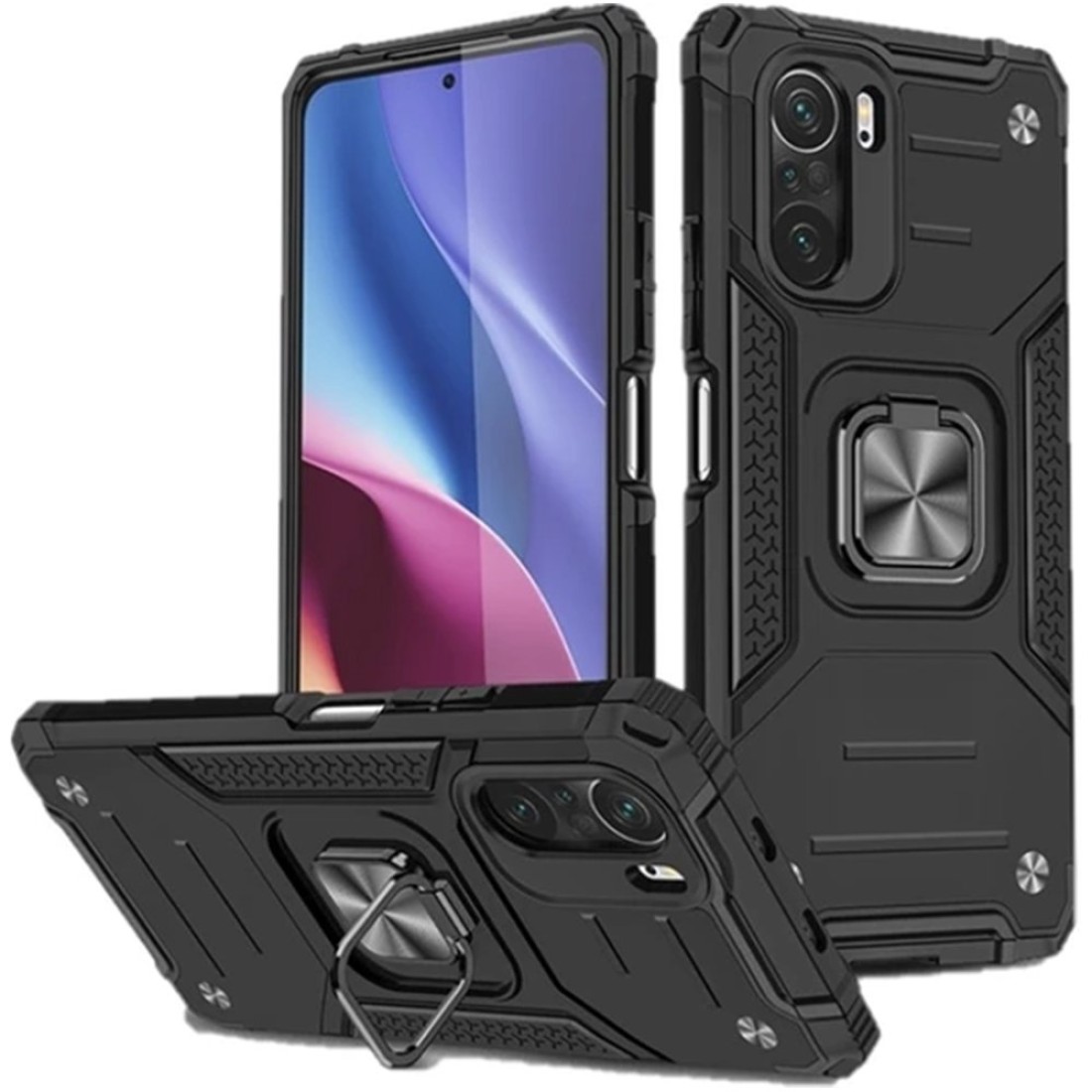  Xiaomi Redmi K40 Kılıf Zegna Yüzüklü Silikon Kapak - Siyah