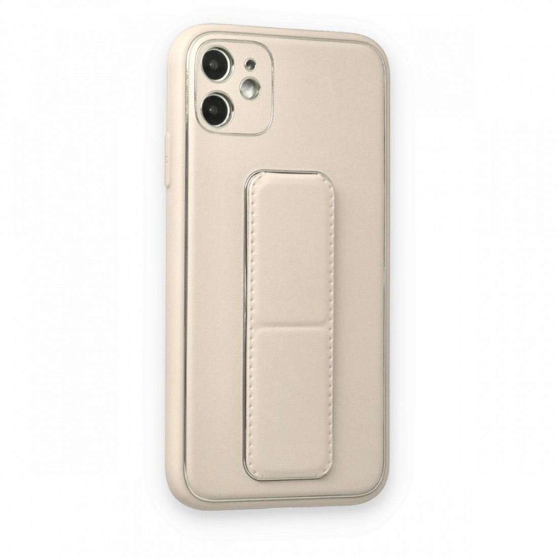 iPhone 12 Kılıf Coco Deri Standlı Kapak - Beyaz iPhone 12 Kılıf Coco Deri Standlı Kapak - Beyaz