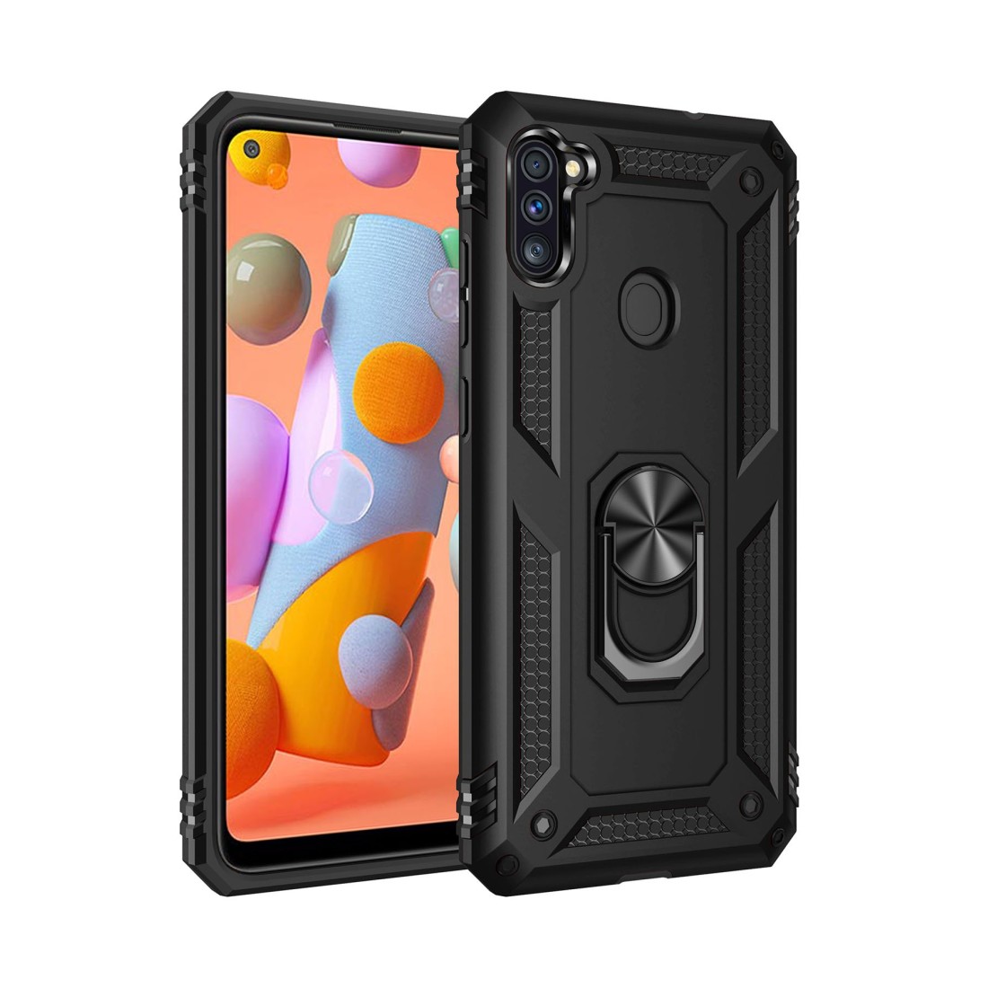  Samsung Galaxy M11 Kılıf Sofya Yüzüklü Silikon Kapak - Siyah