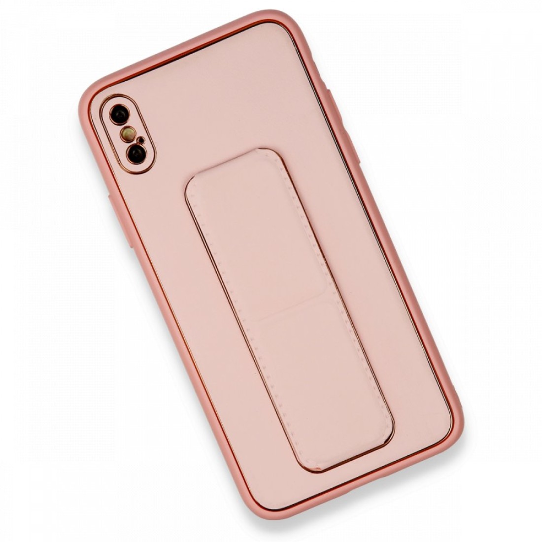  iPhone XS Max Kılıf Coco Deri Standlı Kapak - Pembe