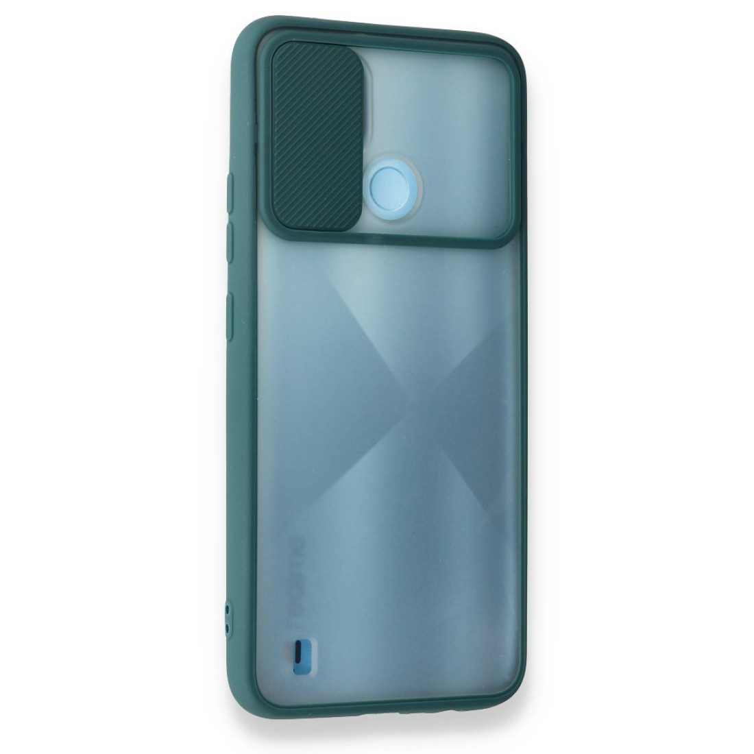  Realme C21 Kılıf Palm Buzlu Kamera Sürgülü Silikon - Yeşil