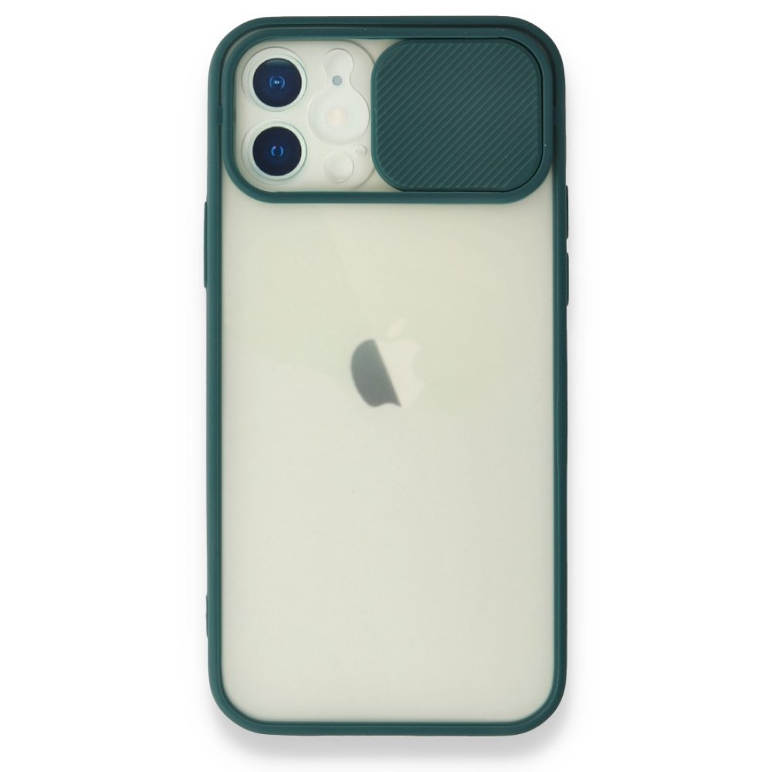  iPhone 12 Kılıf Palm Buzlu Kamera Sürgülü Silikon - Yeşil