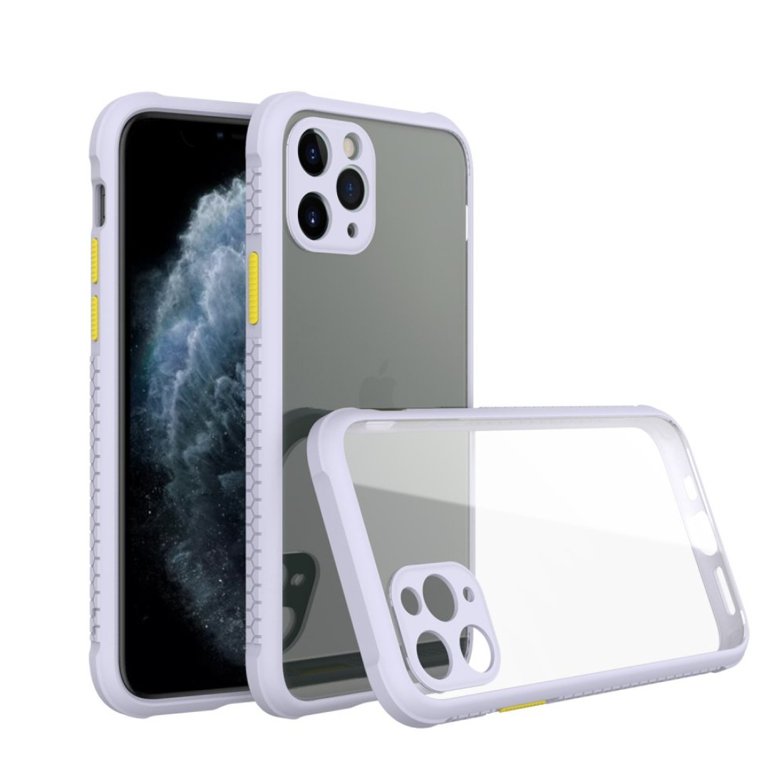  iPhone 11 Pro Kılıf Miami Şeffaf Silikon - Lila
