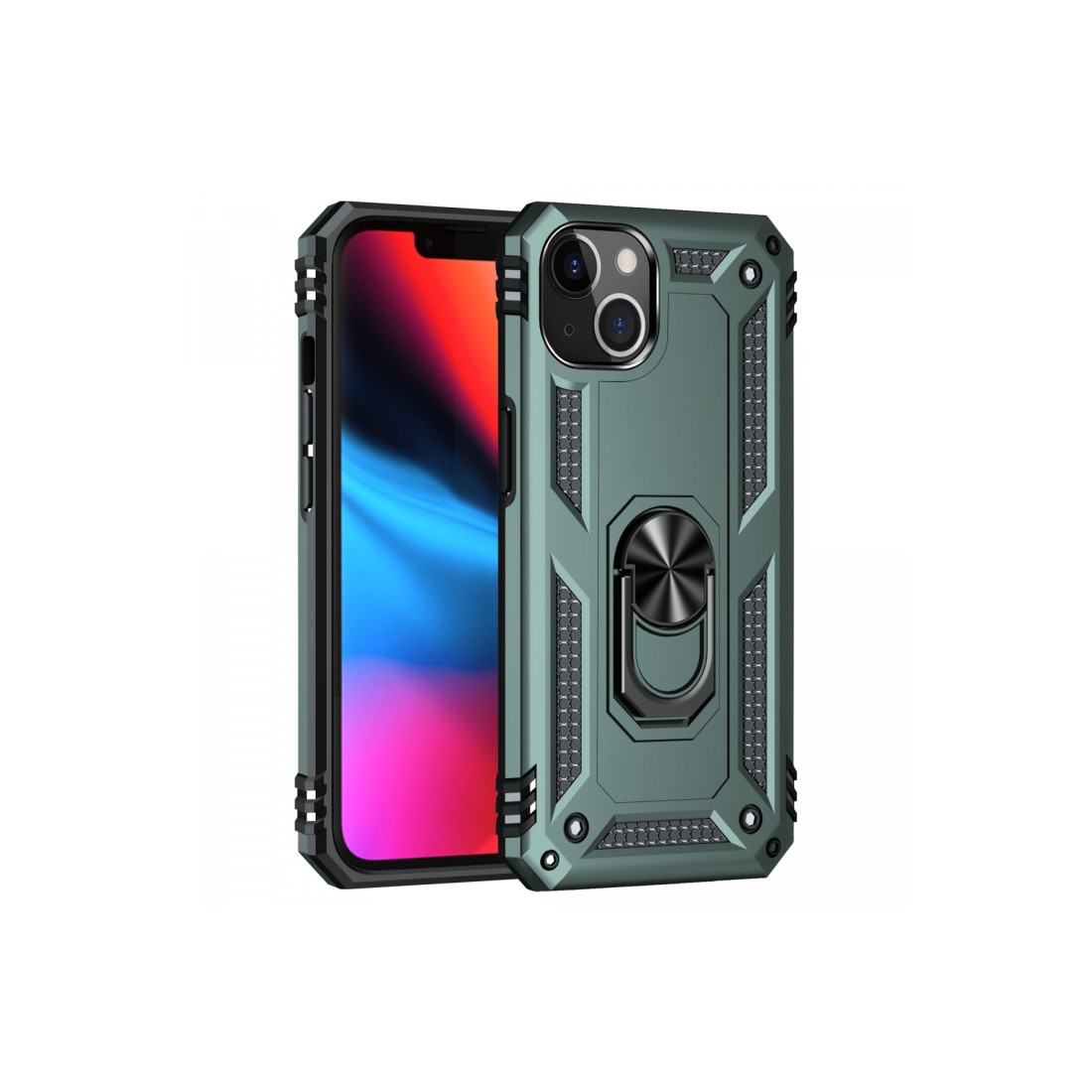 iPhone 13 Kılıf Sofya Yüzüklü Silikon Kapak - Yeşil iPhone 13 Kılıf Sofya Yüzüklü Silikon Kapak - Yeşil