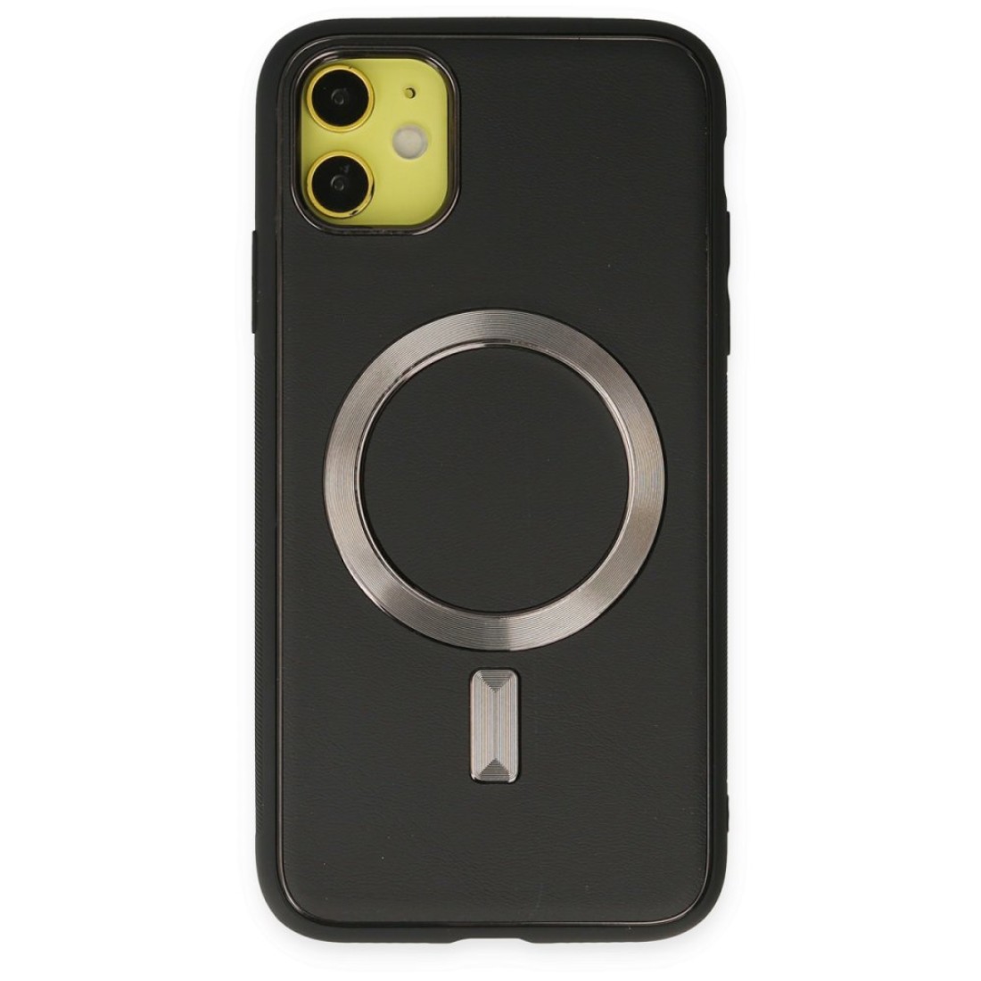  iPhone 12 Kılıf Coco Deri Magneticsafe Silikon - Siyah