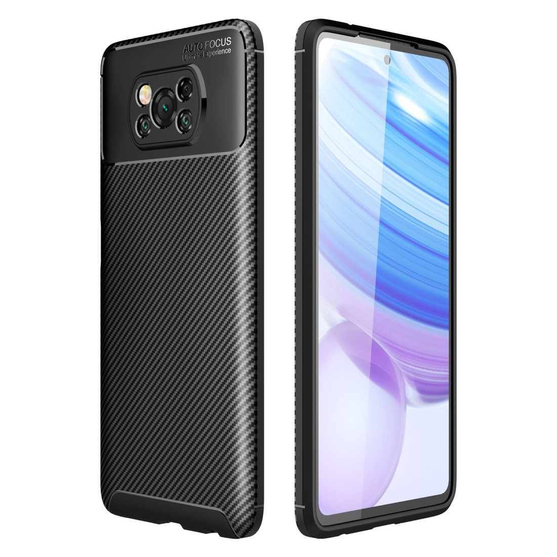  Xiaomi Pocophone X3 Kılıf Auto Focus Karbon Kapak - Siyah